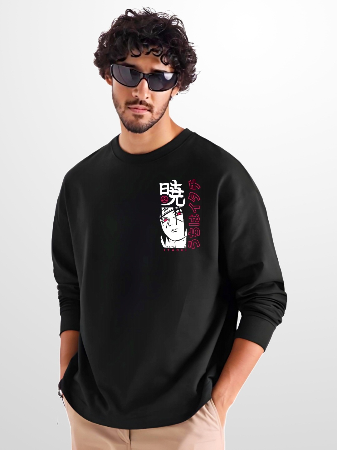

ZEN1 FASHION Men Abzorb Graphic Printed Round Neck Cotton Oversized T-shirt, Black