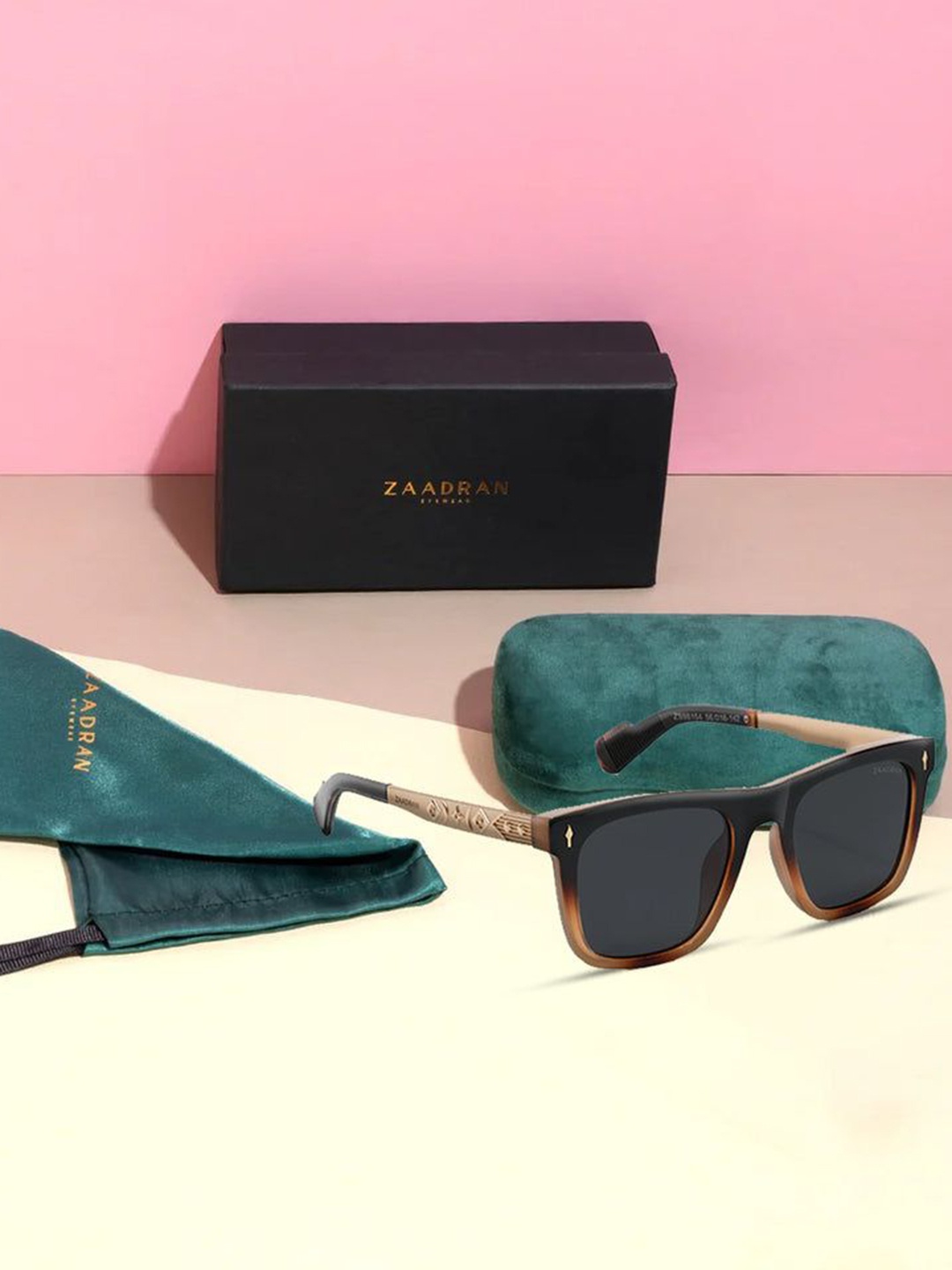 

ZAADRAN Unisex Wayfarer Sunglasses with Polarised and UV Protected Lens BAGAN-BROWN, Black
