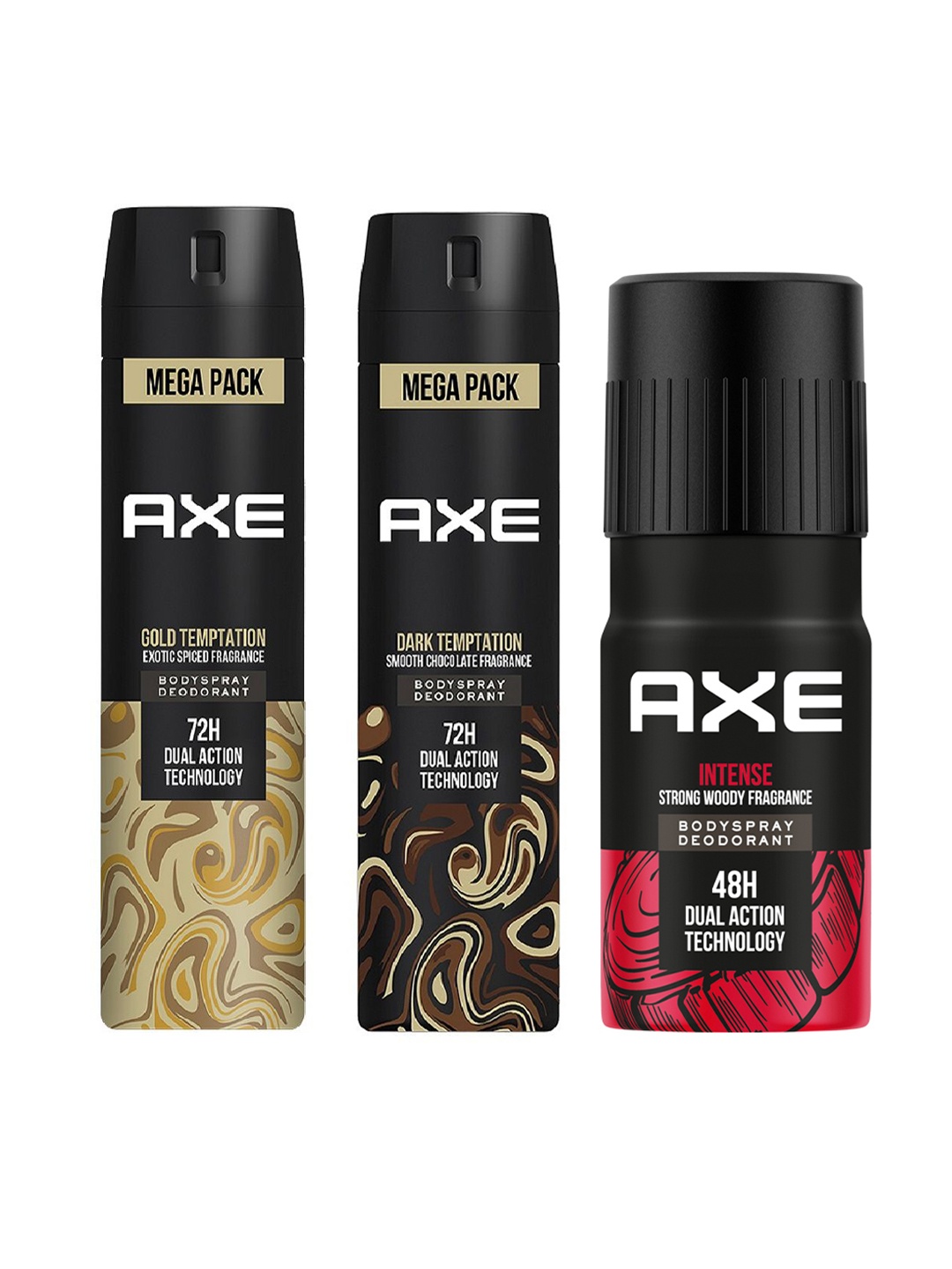 

AXE Men Set Of 3 Signature Gold Temptation, Dark Temptation & Intense Body Deodorant, Black