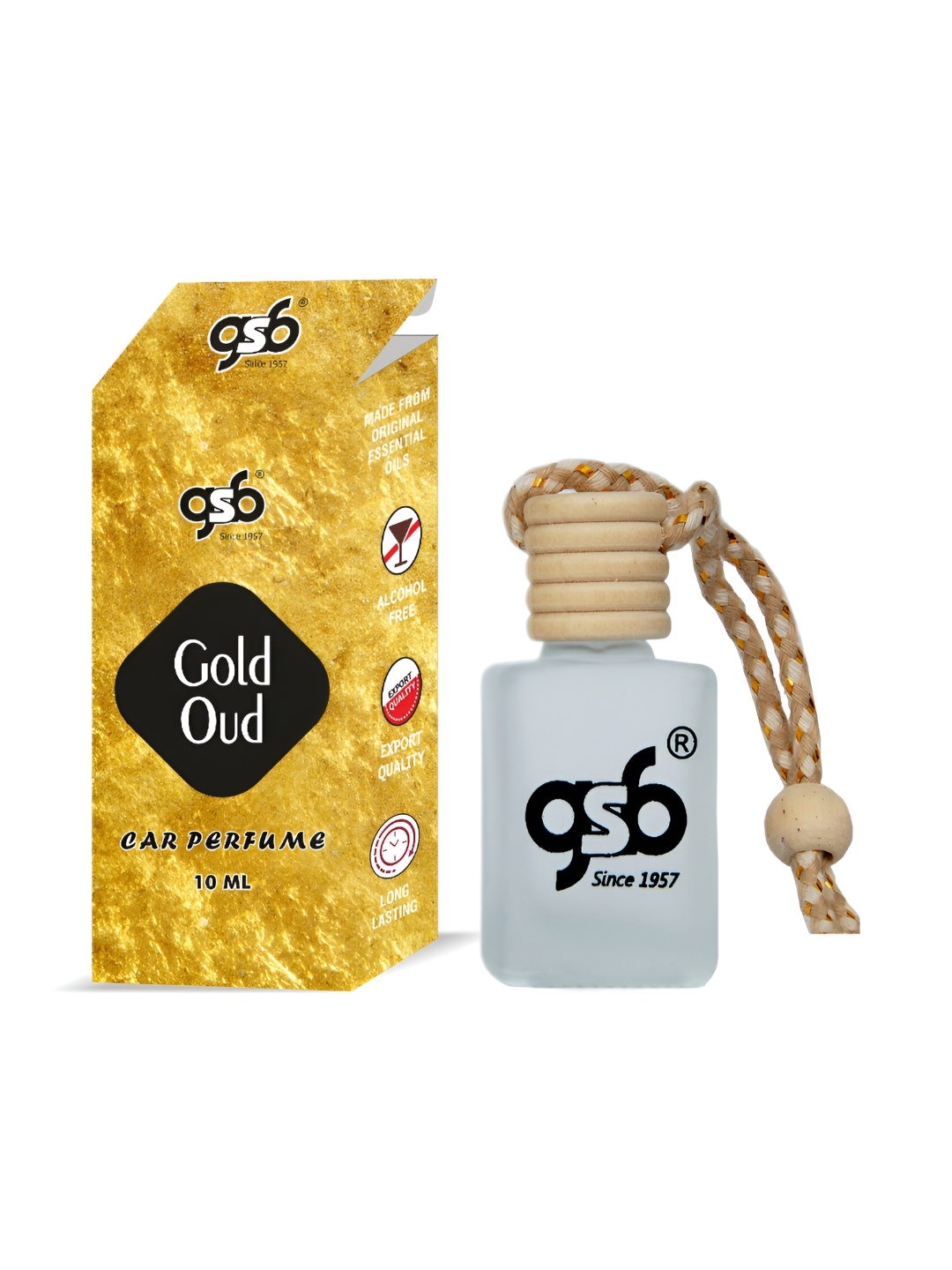 

GSB Gold Oud Hanging Car Air Freshener 10ml, White