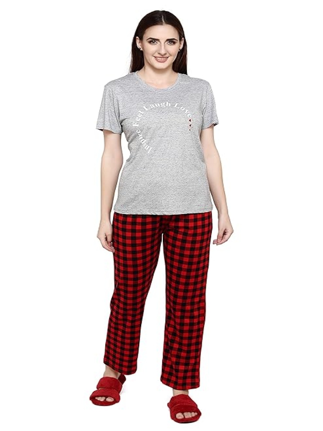 

evolove Women Printed Night suit, Red