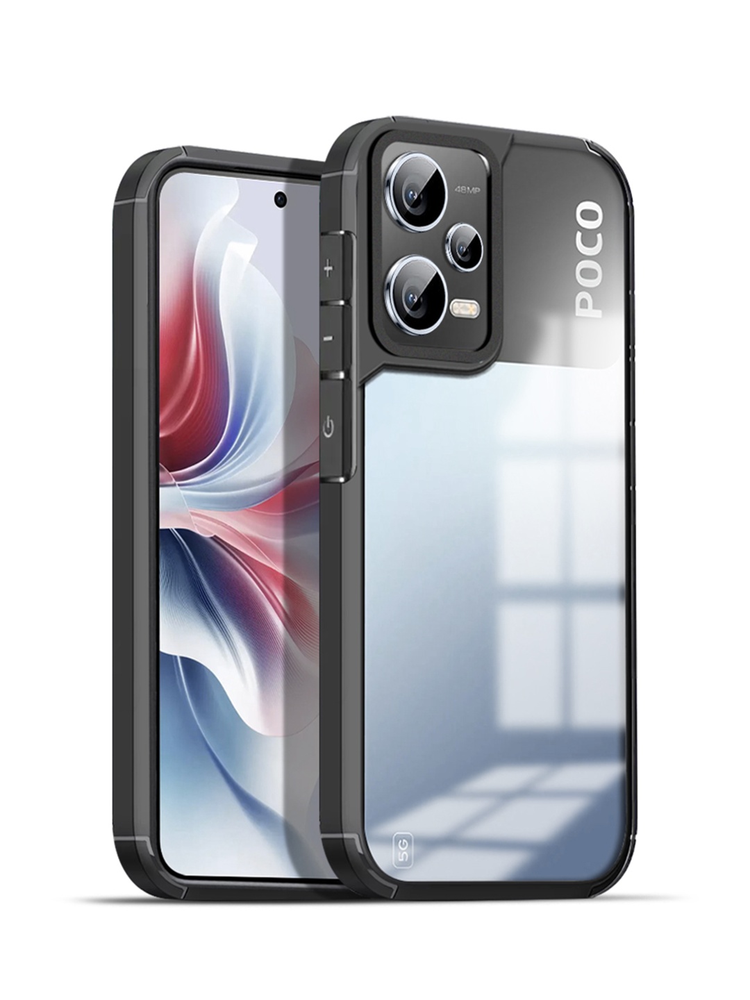 

Karwan Poco X5 5G Shockproof Bumper Back Case, Black