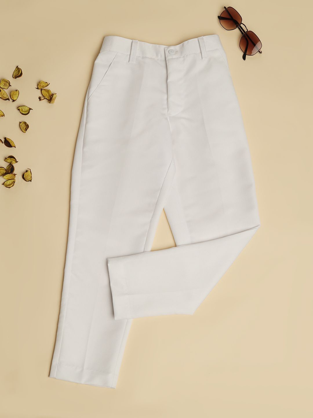 

TAHVO Boys Cotton Regular Fit Trousers, White