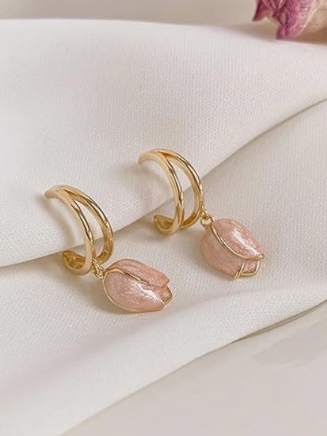 

SUBHAGALANKAR Gold-Plated Floral Shaped Drop Earrings