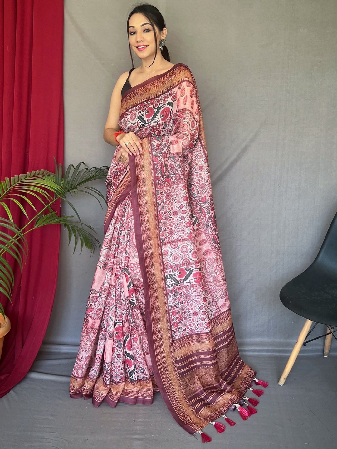 

DIVASTRI Kalamkari Saree, Pink