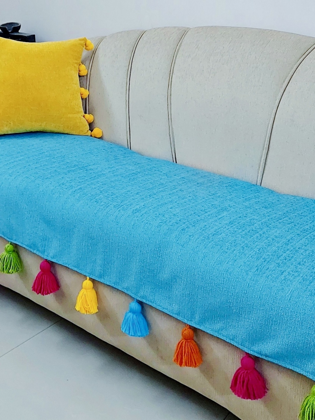 

THROWPILLOW Blue & Yellow 3 Seater Sofa Cover