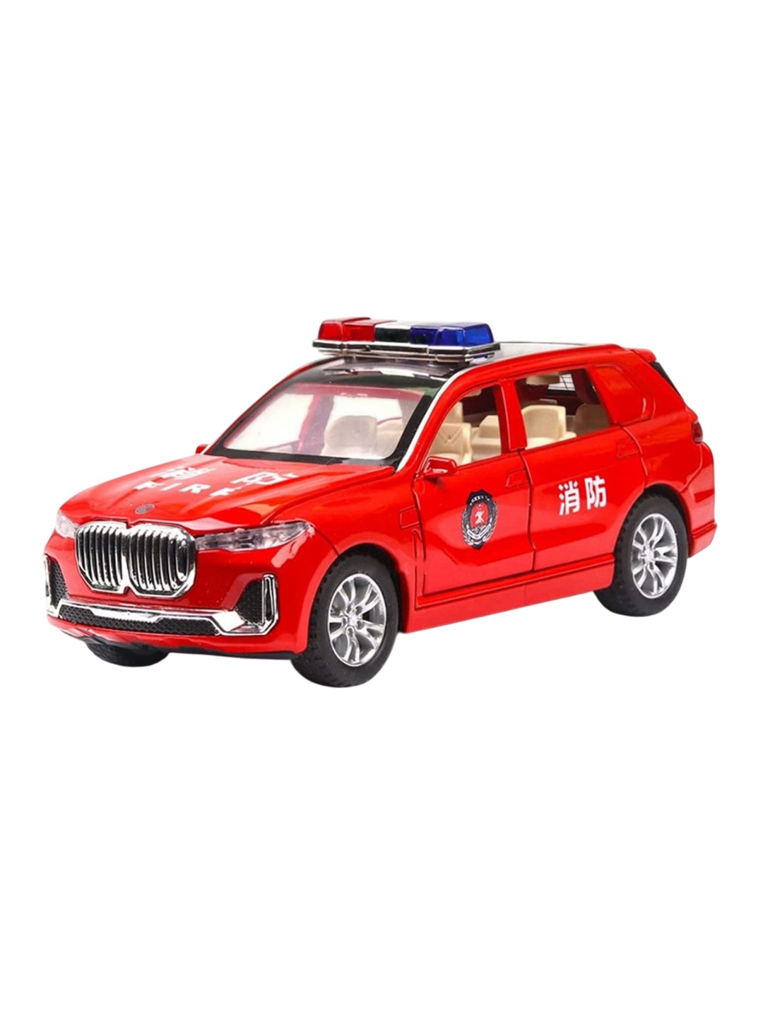 

UKAXA Kids Model X5 Police Pullback Openable Door Light Car Vehicle, Red