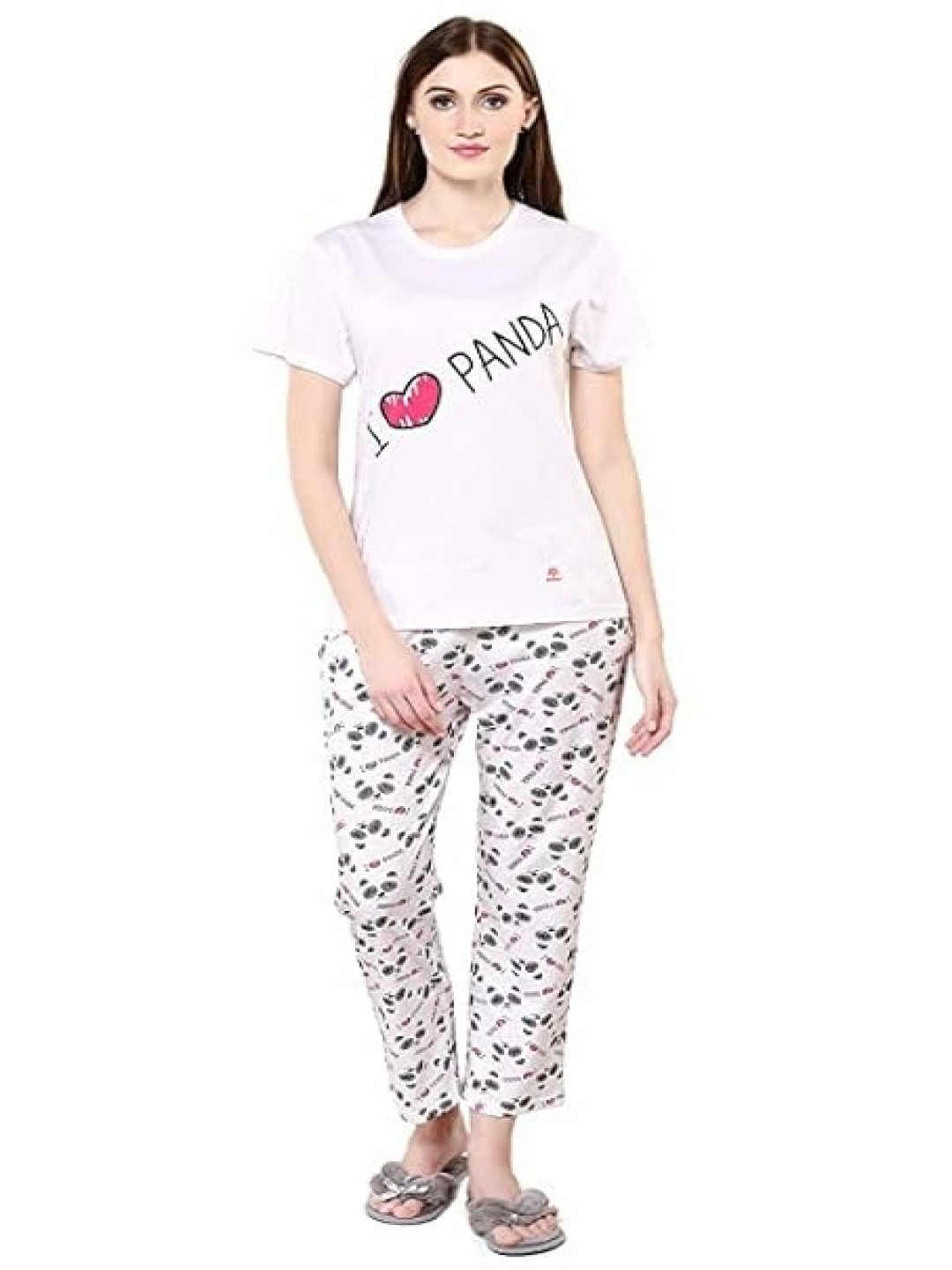 

evolove Women Printed Night suit, White
