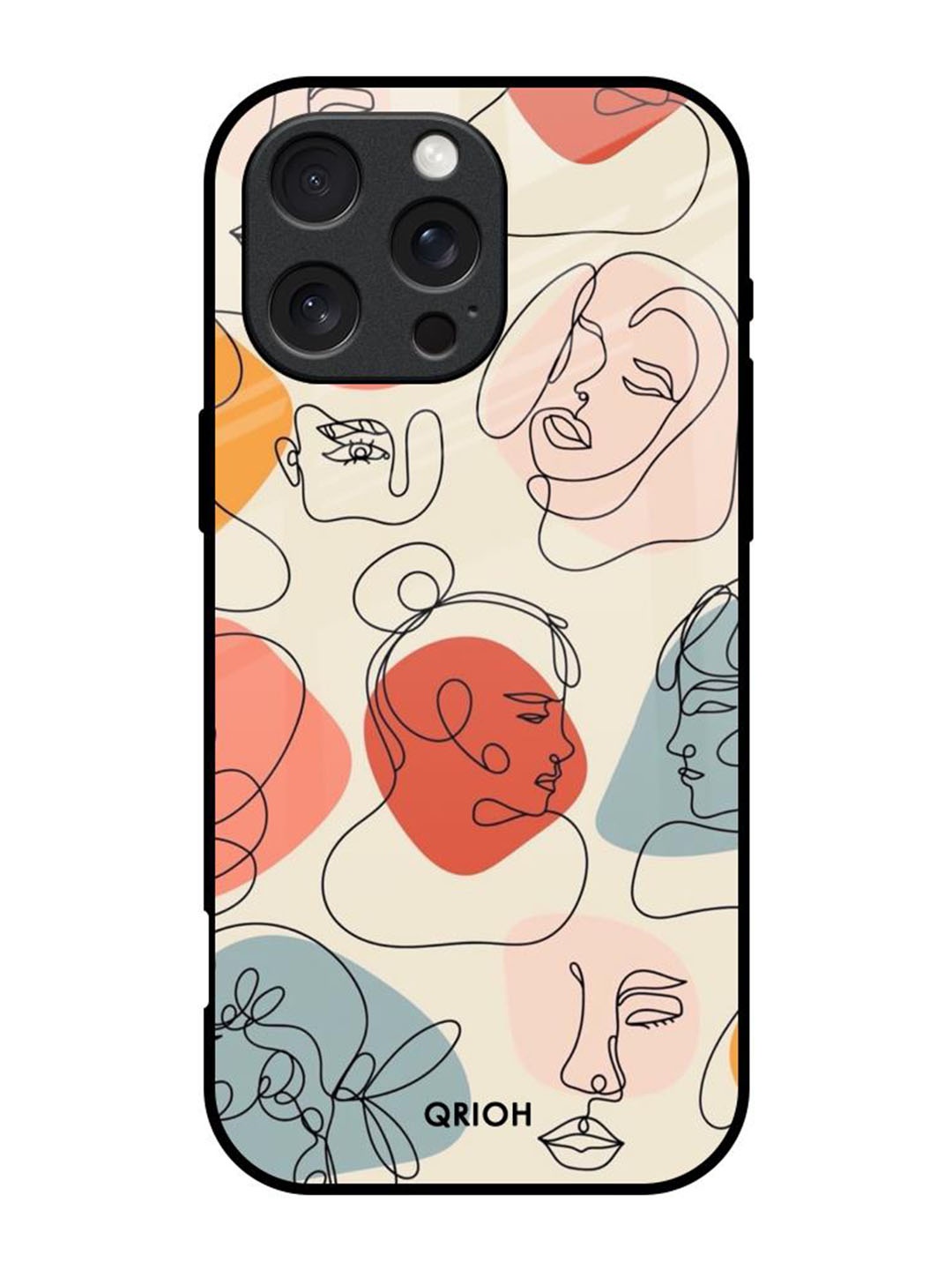 

QRIOH Quirky Printed iPhone 16 Pro Back Case Mobile Accessories, Beige