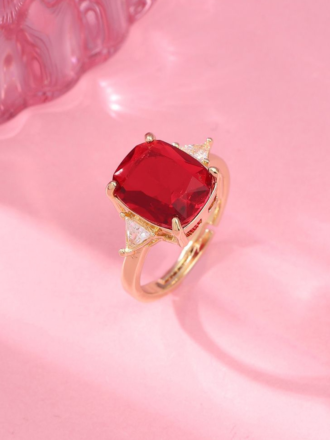 

SALTY Scarlet Dream Ruby Ring For Women & Girls Finger Ring Jewellery Accessories, Gold