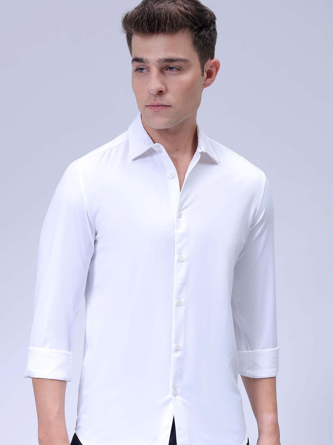 

The Indian Garage Co Men Slim Fit Solid Textured Partywear Shirt, White