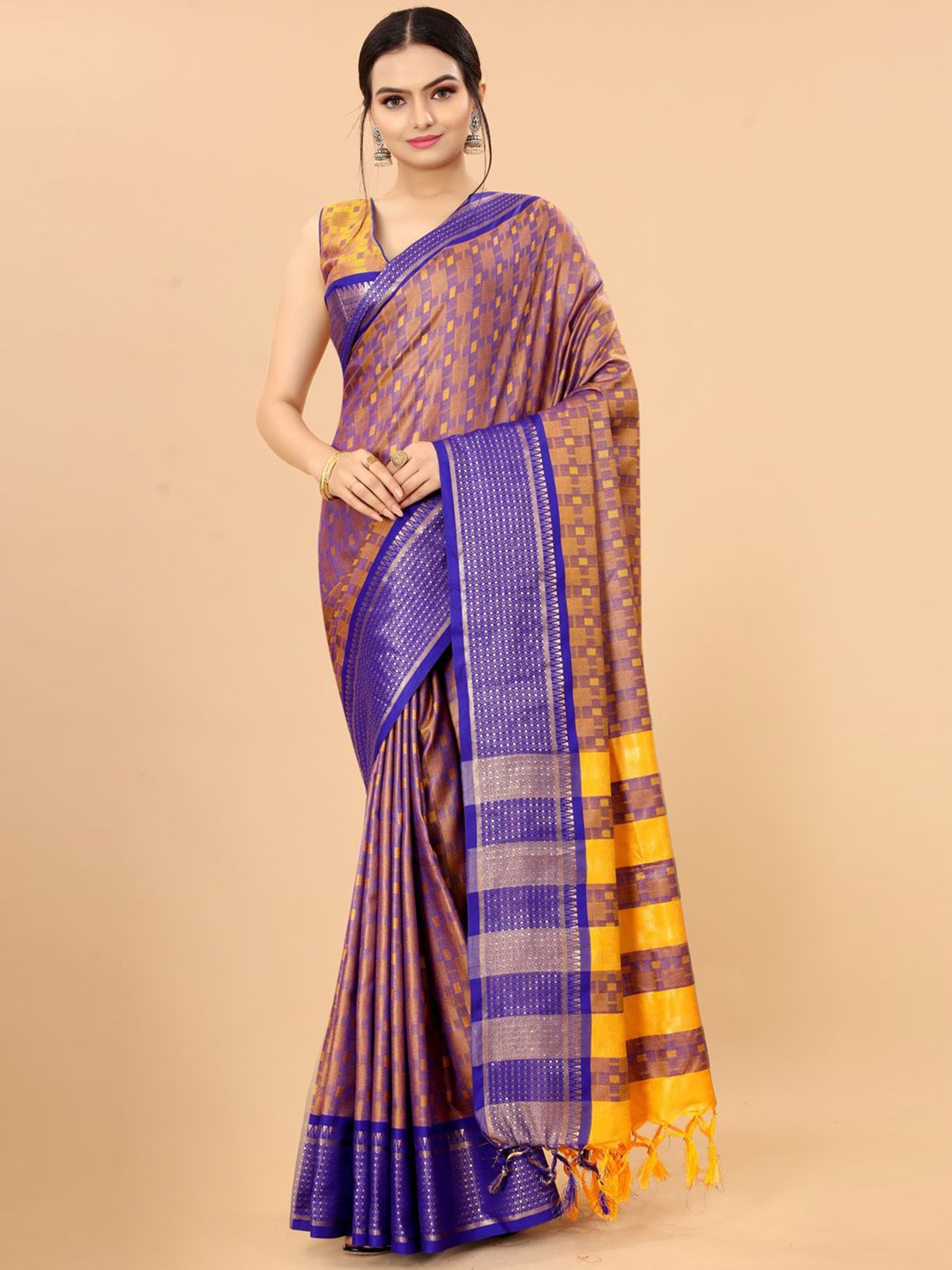

DIVASTRI Woven Design Zari Ikat Saree, Lavender