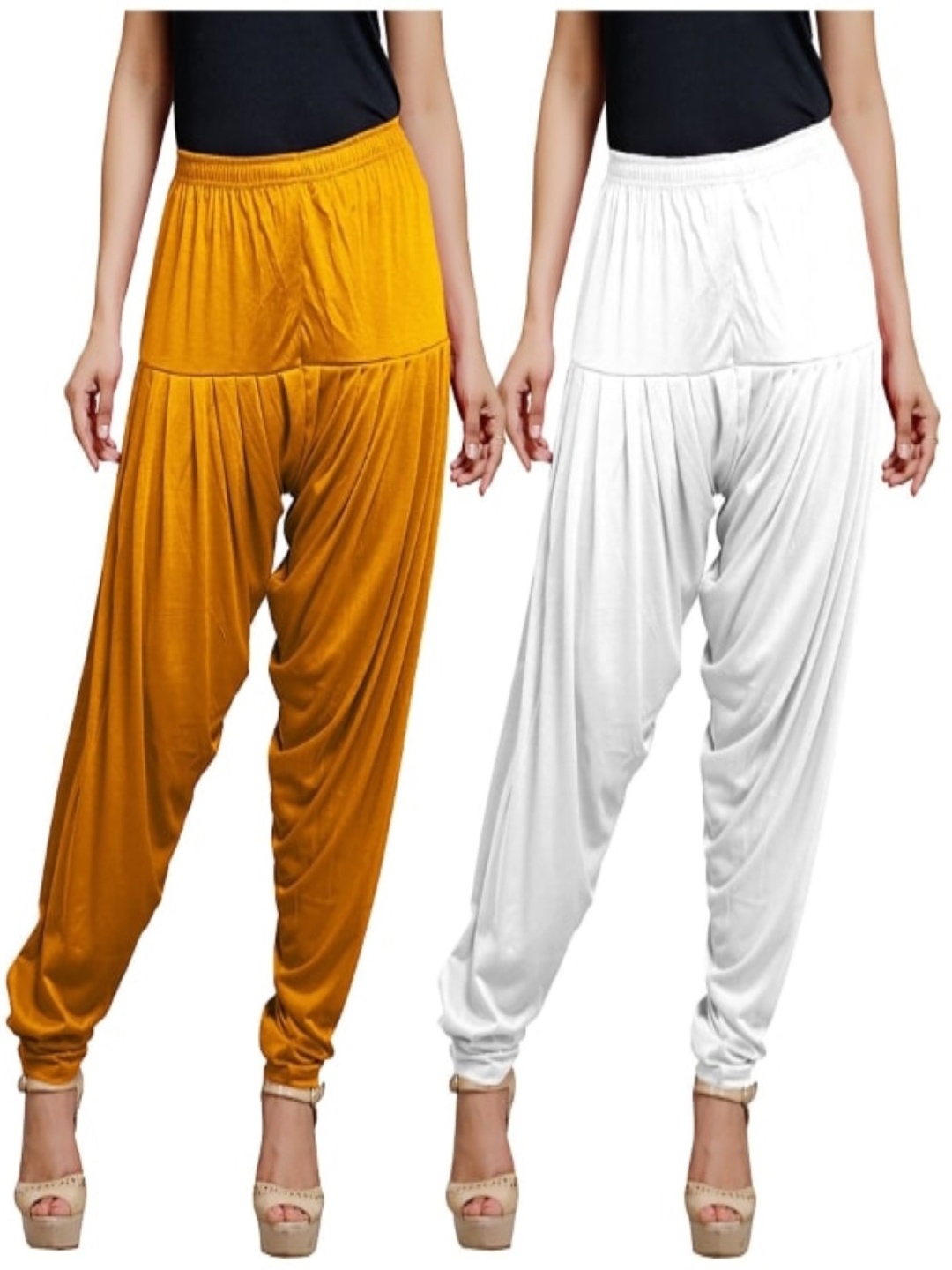 

AFRA GARMENTS Women Pack Of 2 Solid Loose Fit Patiala, White