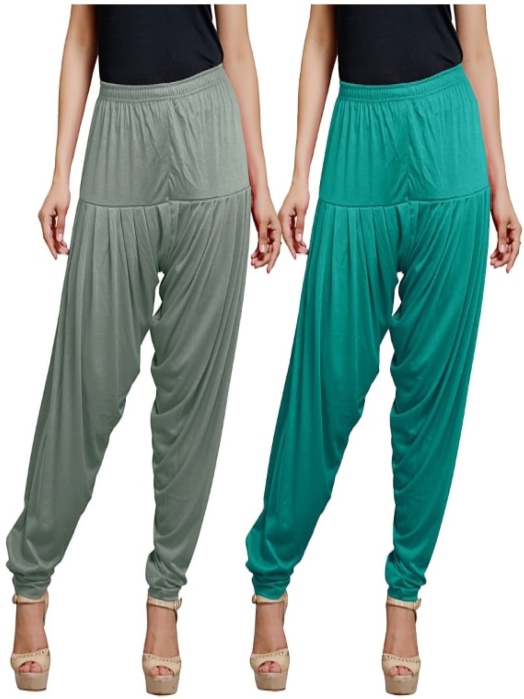 

AFRA GARMENTS Women Pack Of 2 Solid Loose Fit Patiala, Green