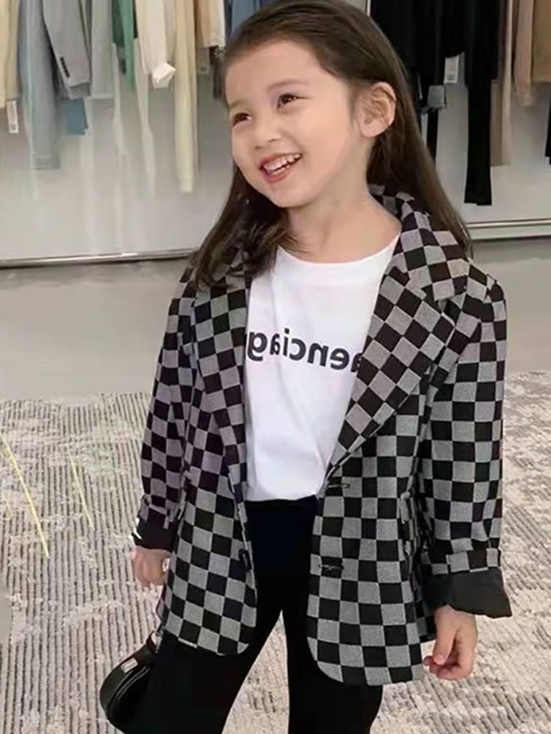 

StyleCast x Revolte Girls Checked Tailored Jacket, Black