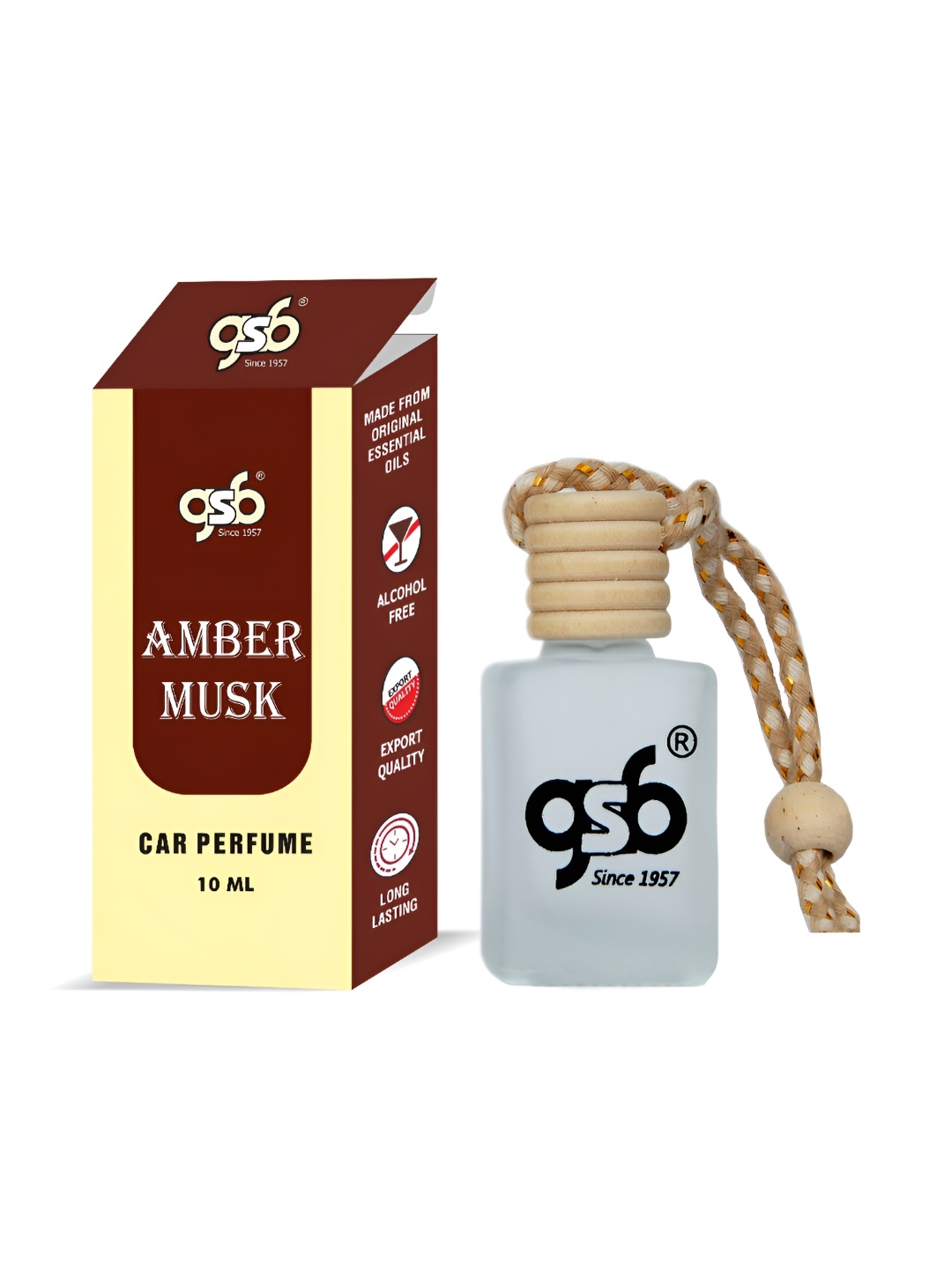 

GSB Amber Musk Hanging Car Air Freshener - 10 ml, White