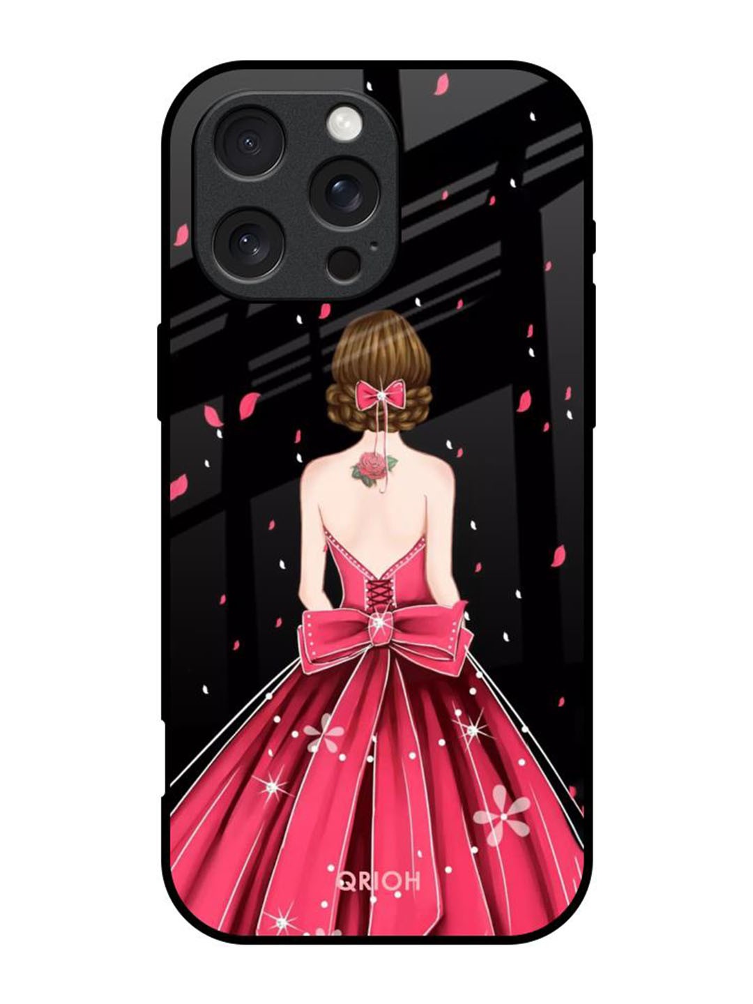 

QRIOH Quirky Printed iPhone 16 Pro Back Case Mobile Accessories, Black