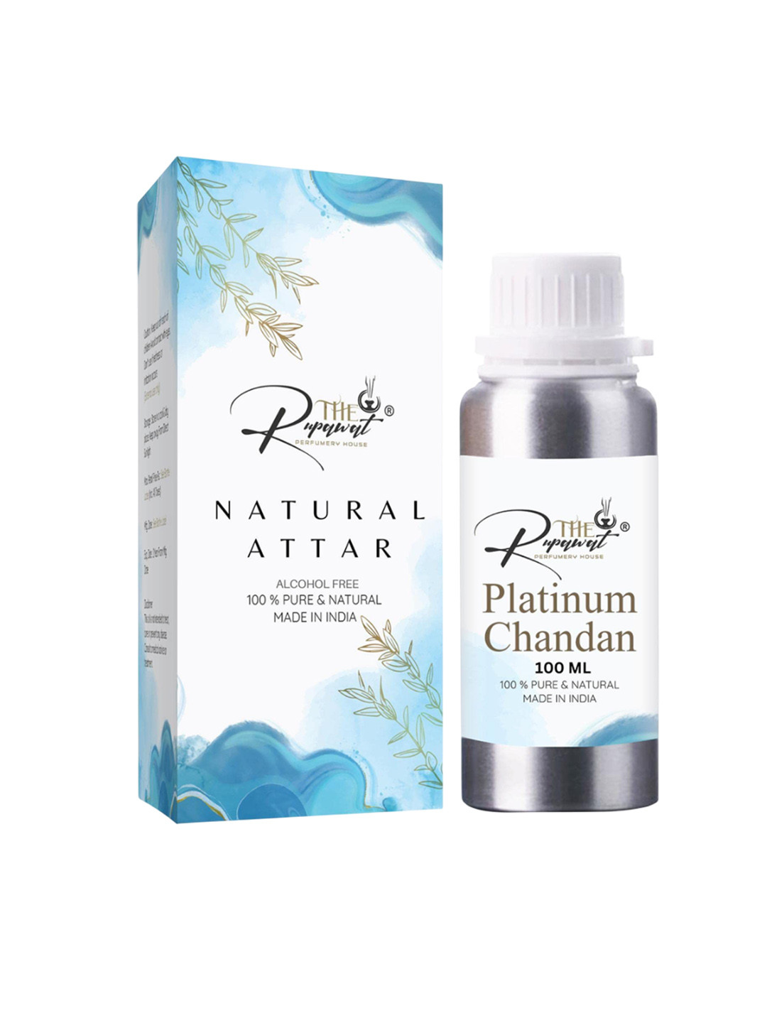 

THE RUPAWAT Perfumery House Platinum Chandan Natural & Alcohol Free Attar 100 ml, Silver
