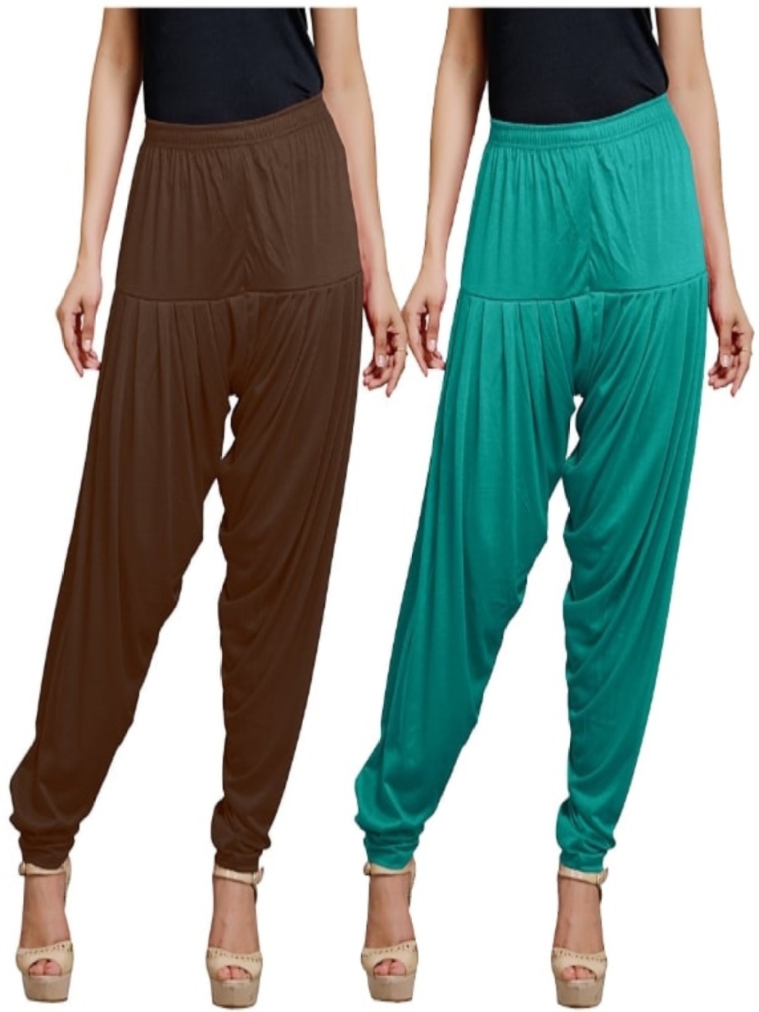 

AFRA GARMENTS Women Pack Of 2 Mid Rise Loose Fit Patiala, Green