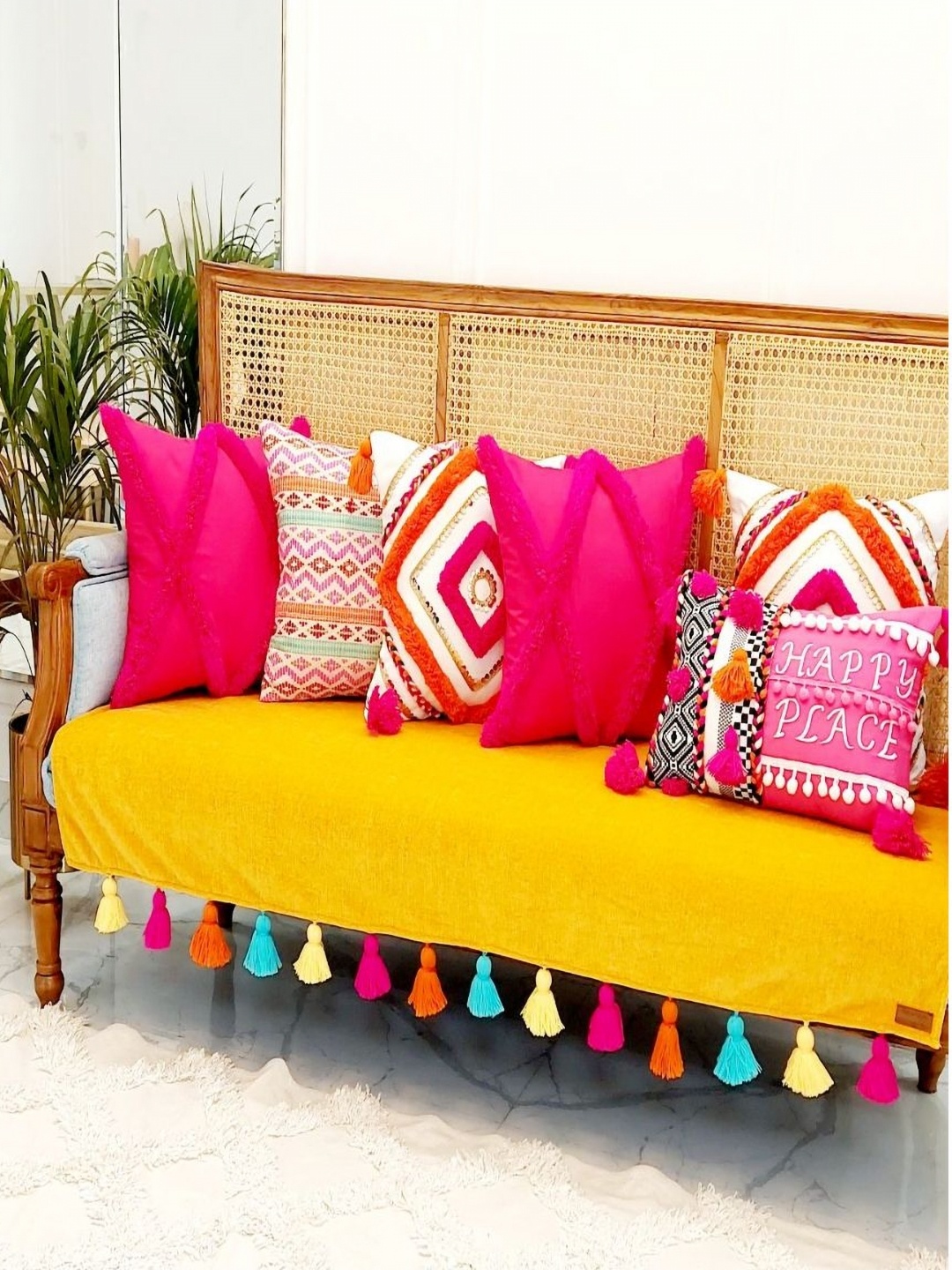 

THROWPILLOW Yellow & Pink 3 Seater Sofa Cover