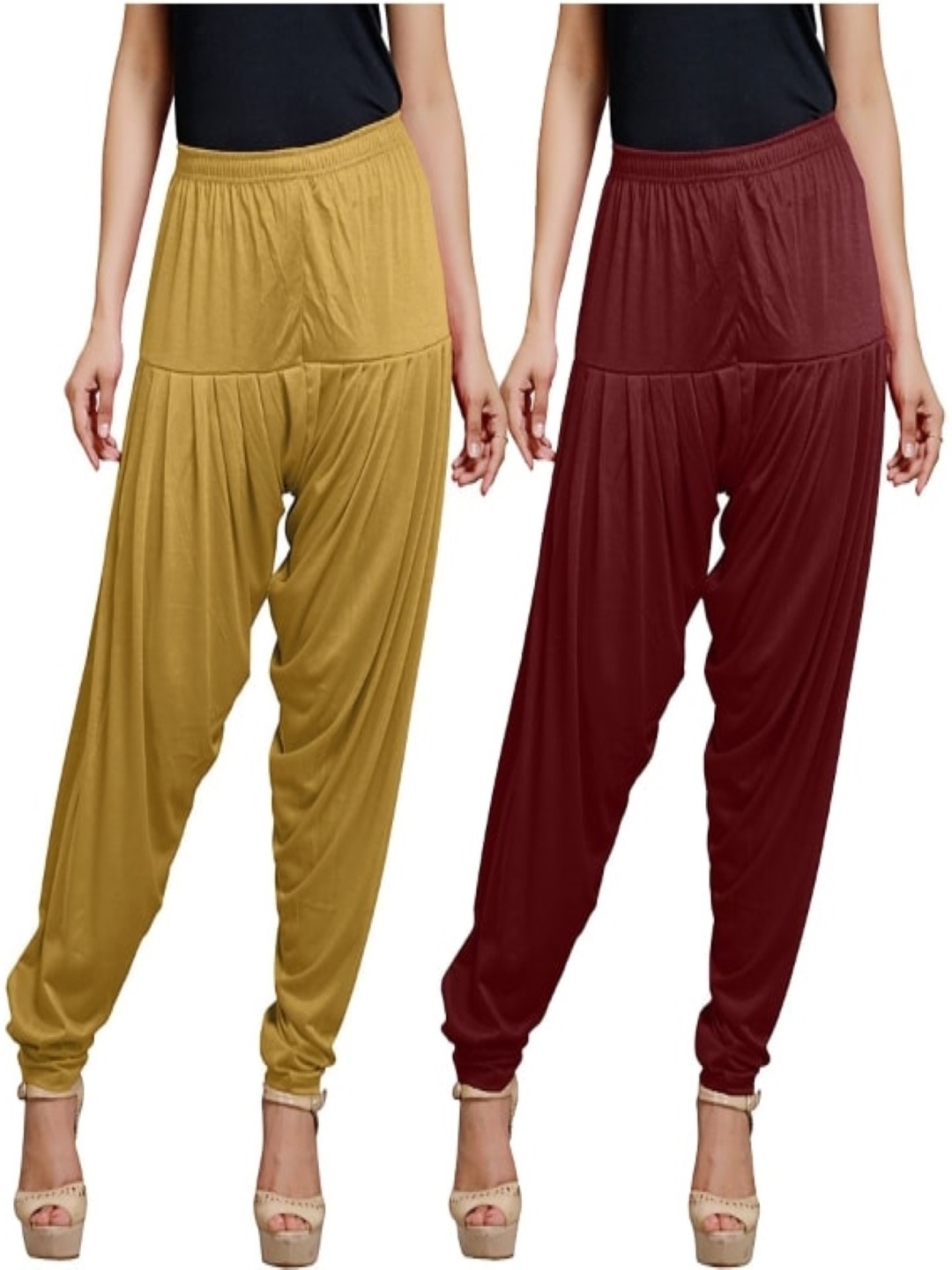 

AFRA GARMENTS Women Pack Of 2 Loose Fit Mid Rise Patiala, Mustard