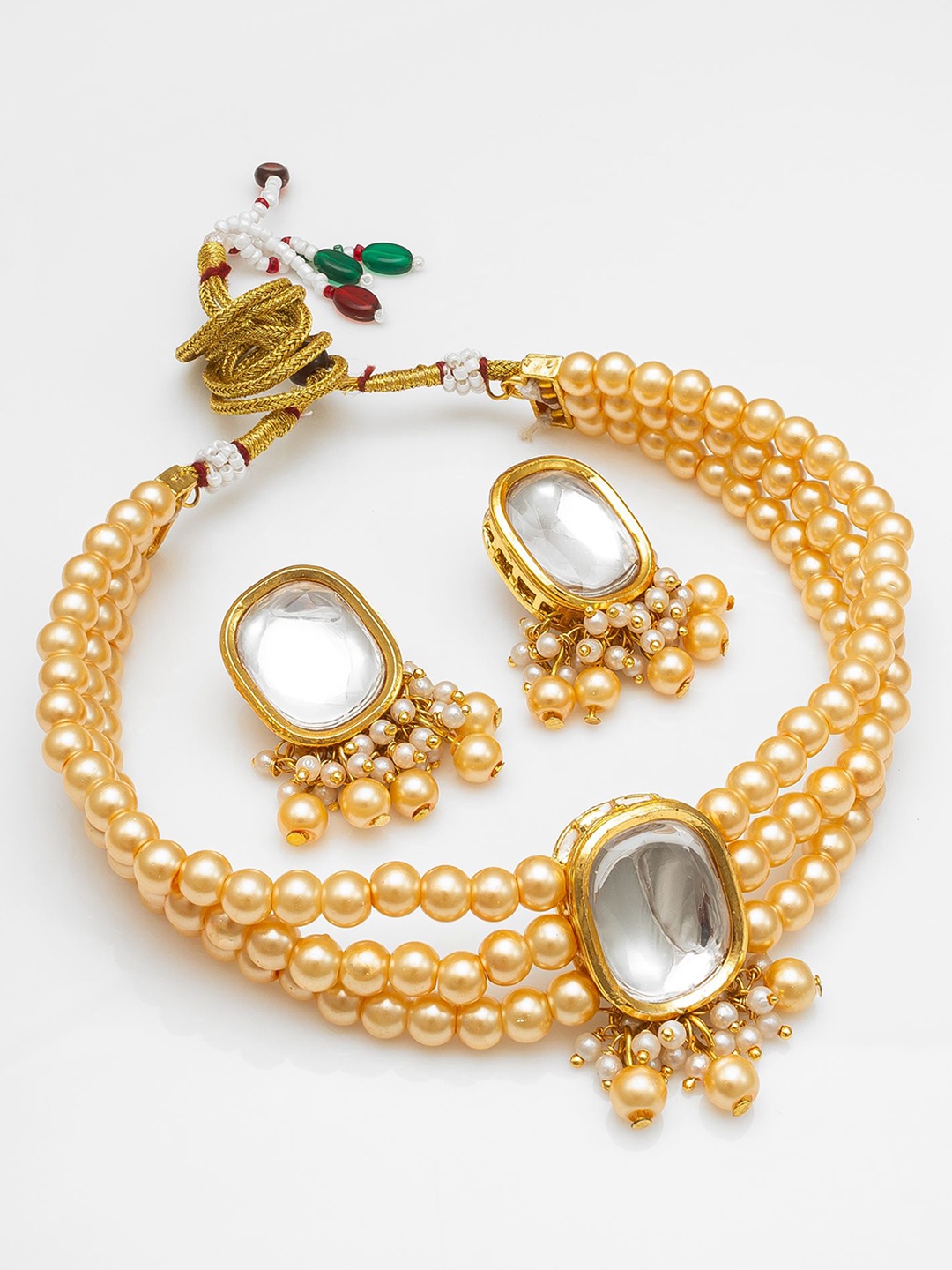 

Aadita Gold-Plated Stones-Studded & Beaded Jewellery Set