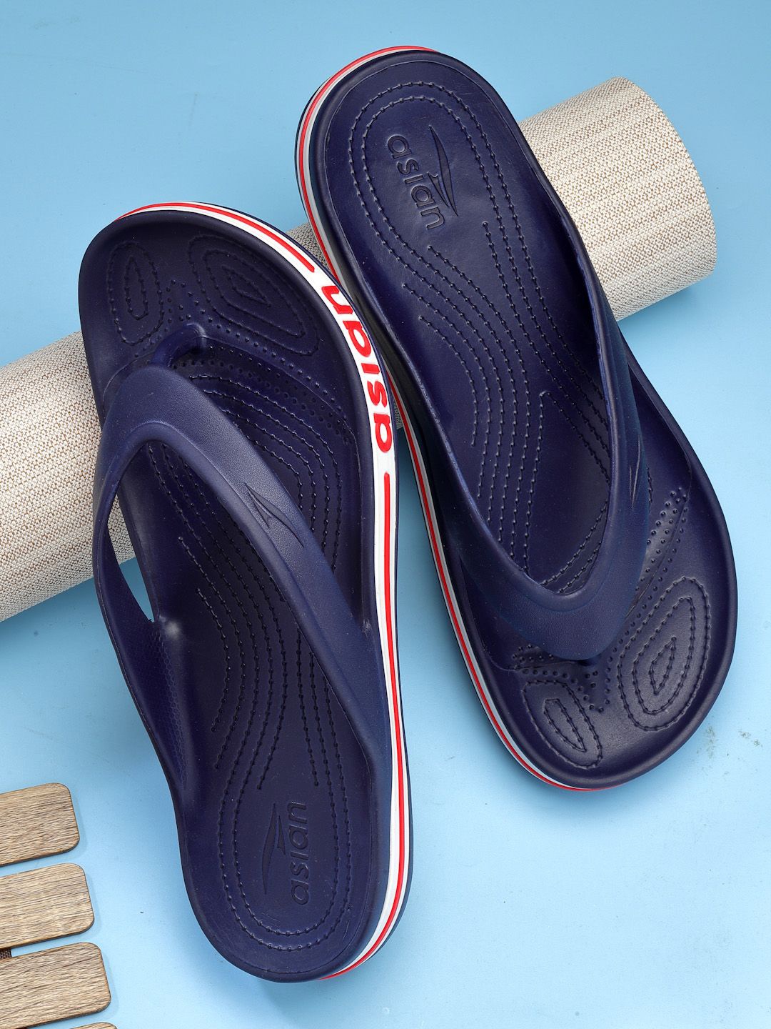 

ASIAN Men Thong Flip-Flops, Navy blue