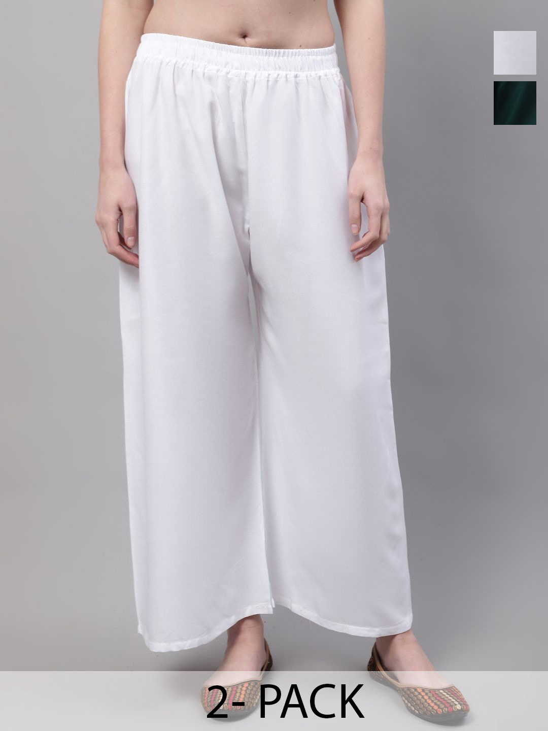

Valles365 by S.C. Women Pack Of 2 Flared Palazzos, White