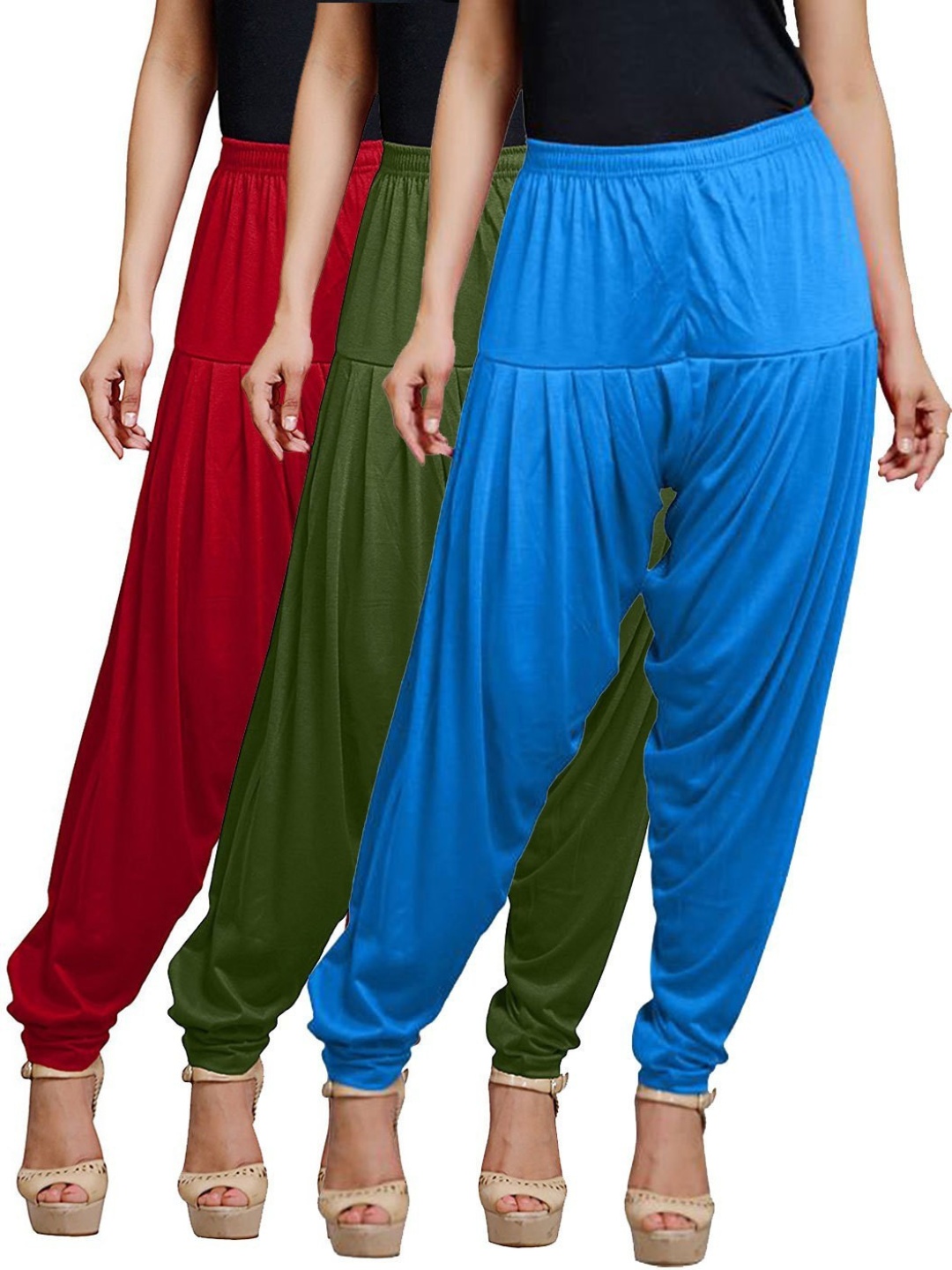 

AFRA GARMENTS Women Pack Of 3 Mid-Rise Loose-Fit Patiala, Red