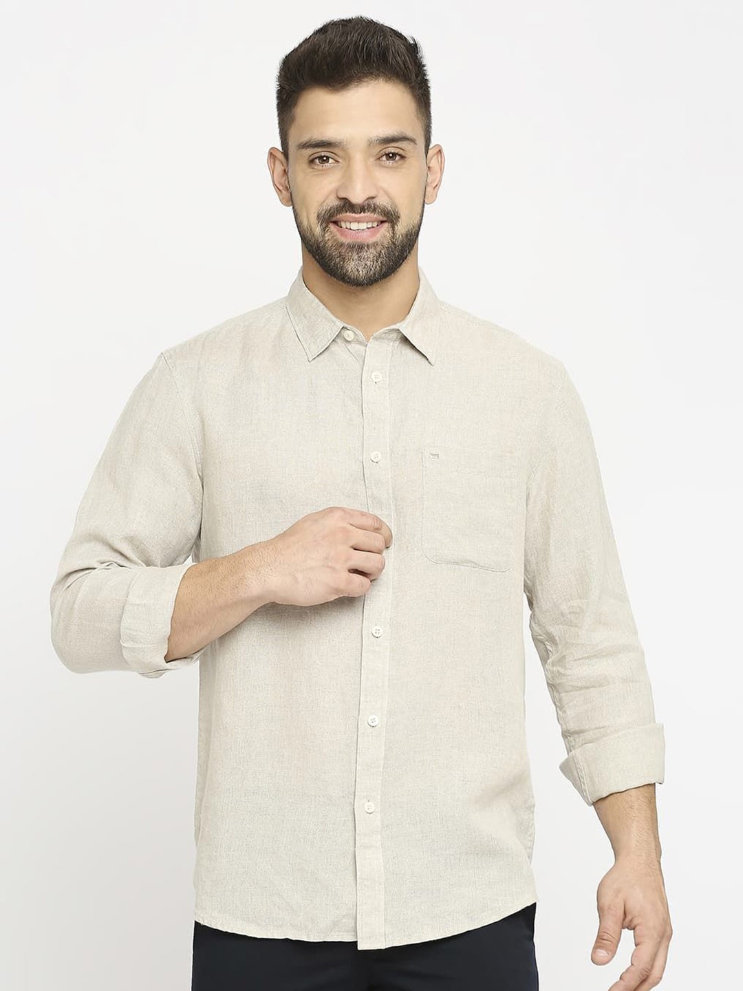 

Basics Men Relaxed Opaque Casual Shirt, Beige