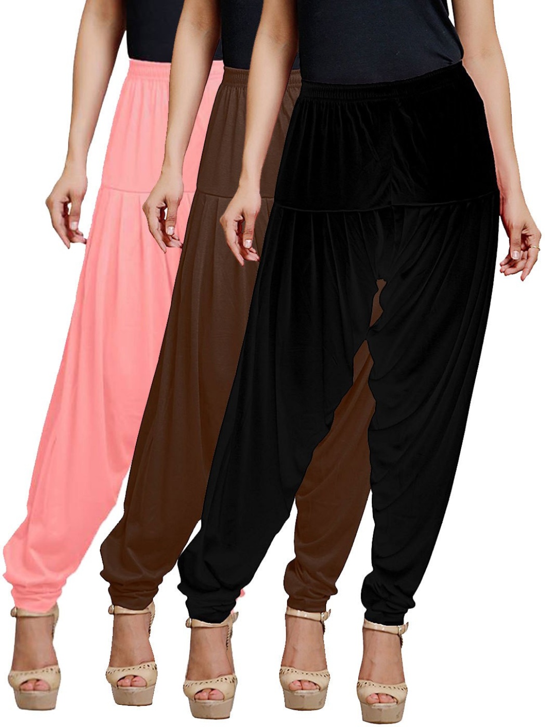 

AFRA GARMENTS Women Pack Of 3 Loose Fit Mid Rise Patiala, Pink