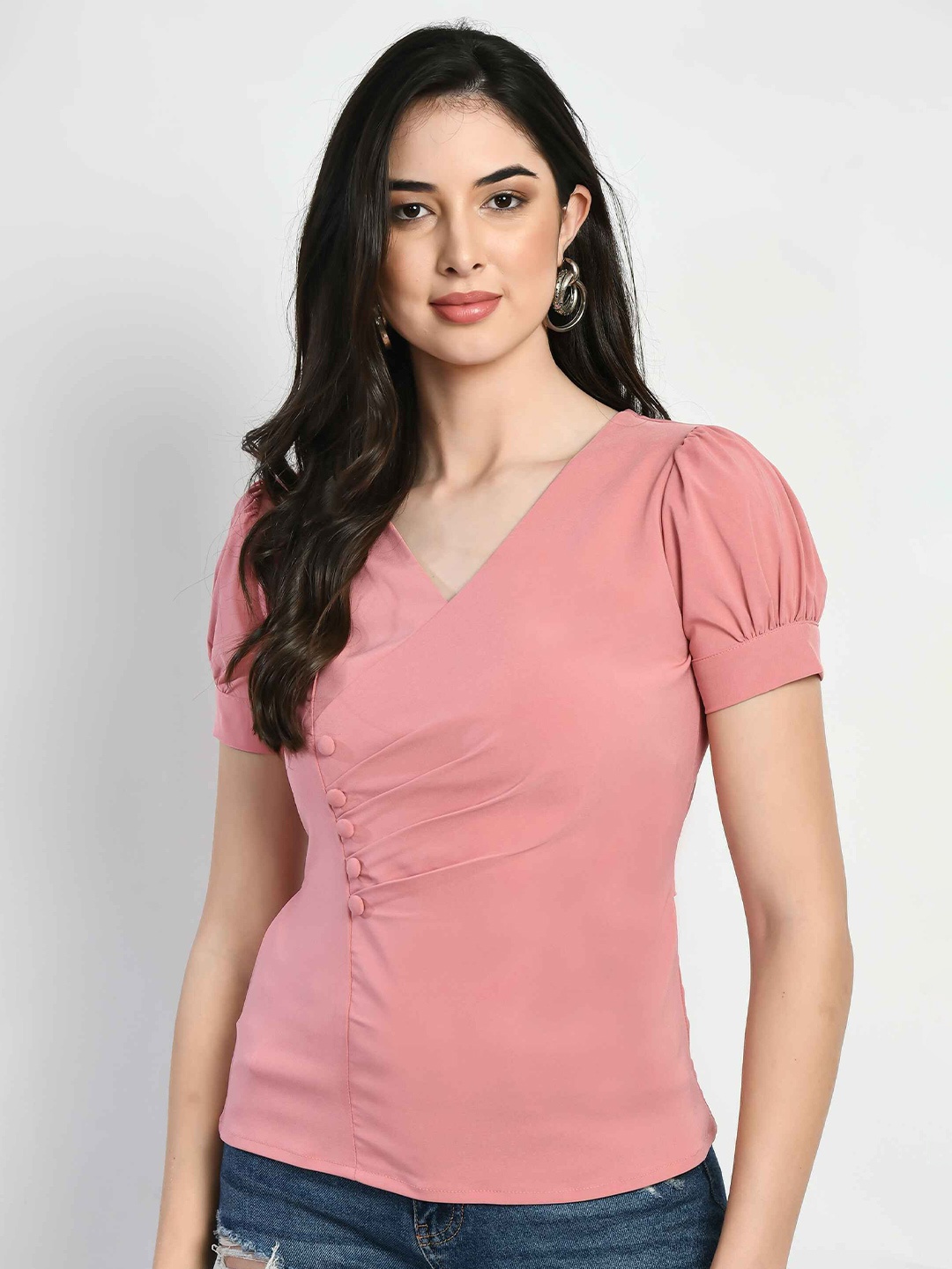 

Fruba Puff Sleeve Top, Pink