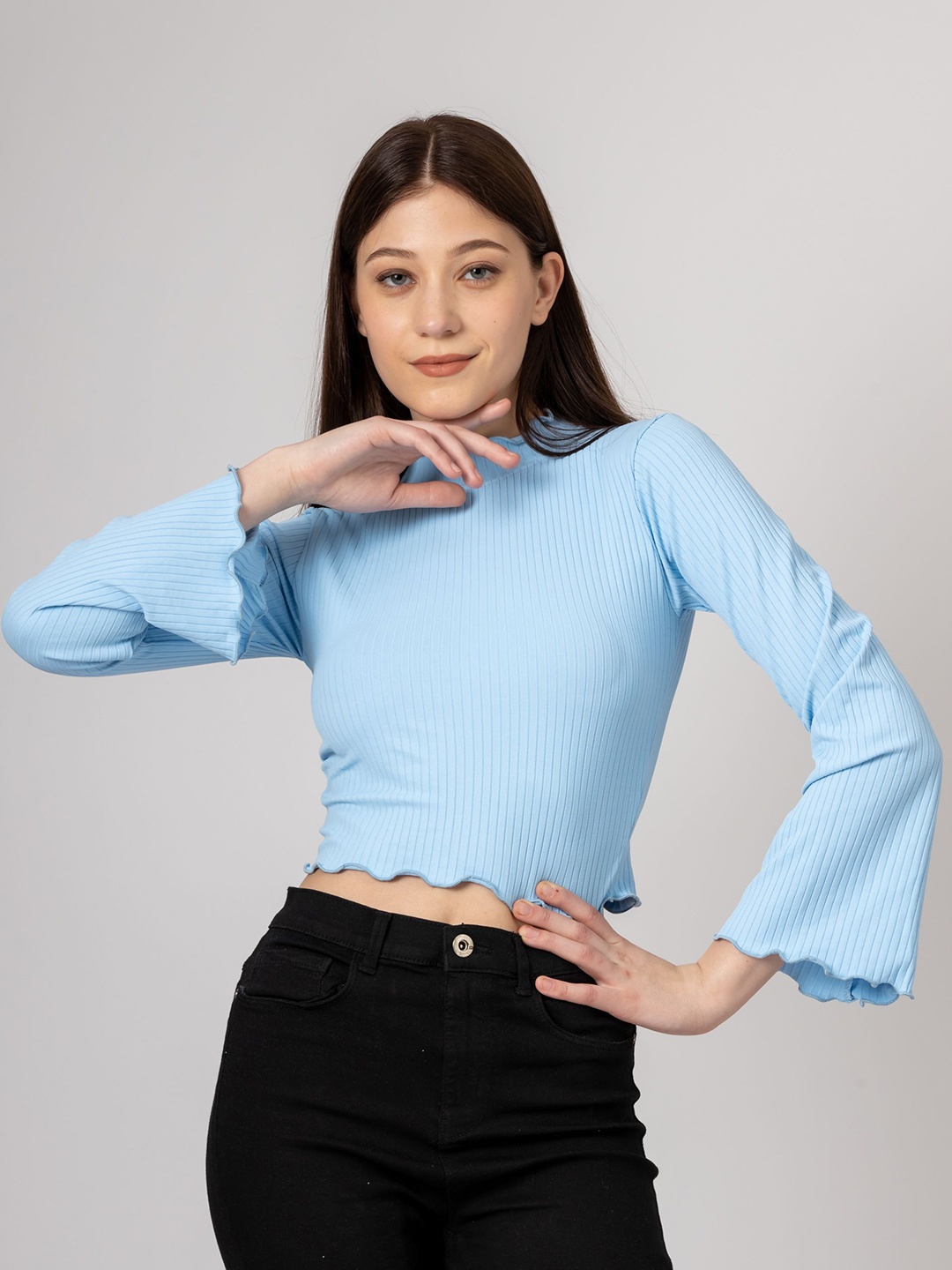 

PYR8 Striped Bell Sleeve Top, Blue