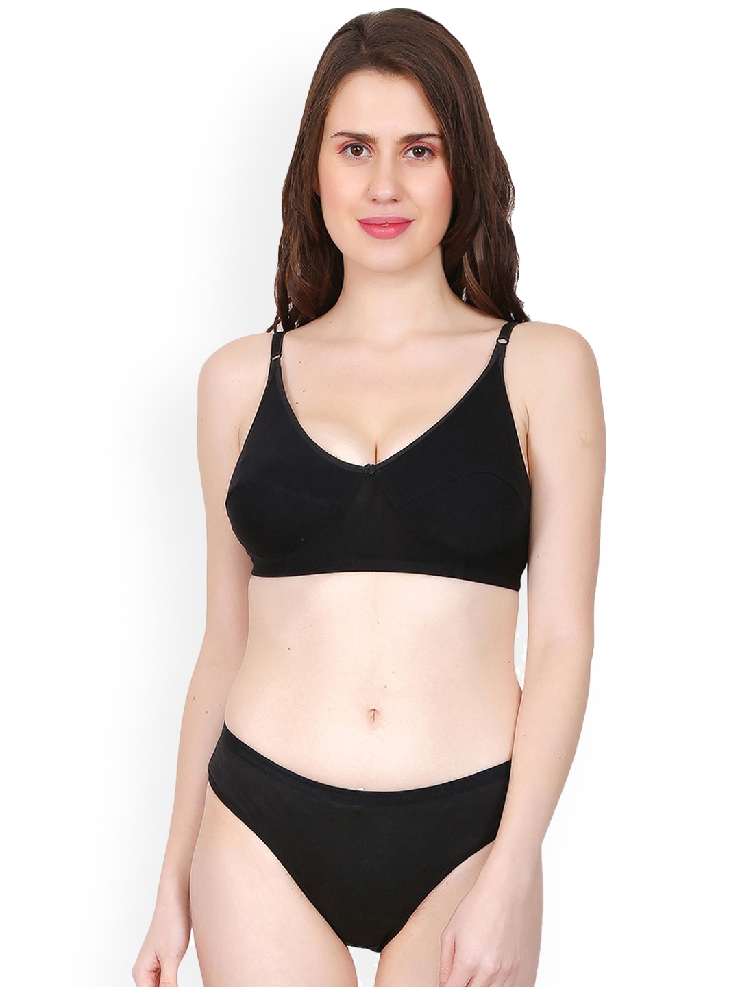 

chia fashions Women Full Coverage Padded Cups Lingerie Set, Black
