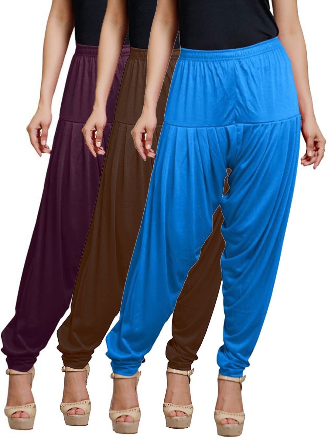 

AFRA GARMENTS Women Pack Of 3 Solid Loose-Fit Patiala, Blue