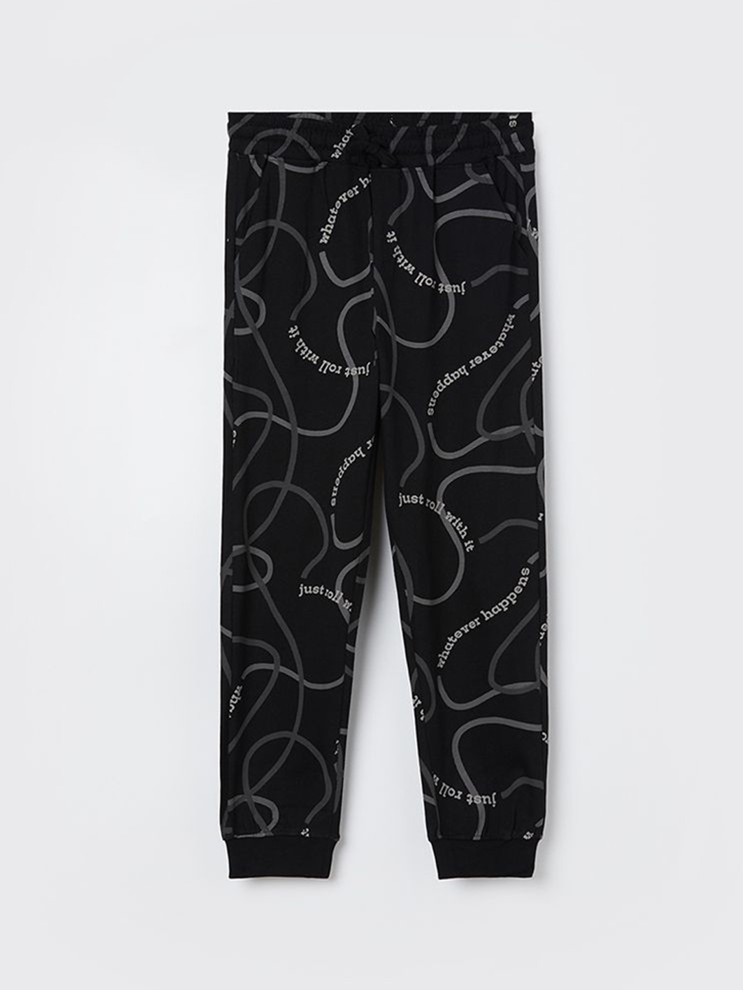 

Fame Forever by Lifestyle Boys Printed Pure Cotton Joggers, Black