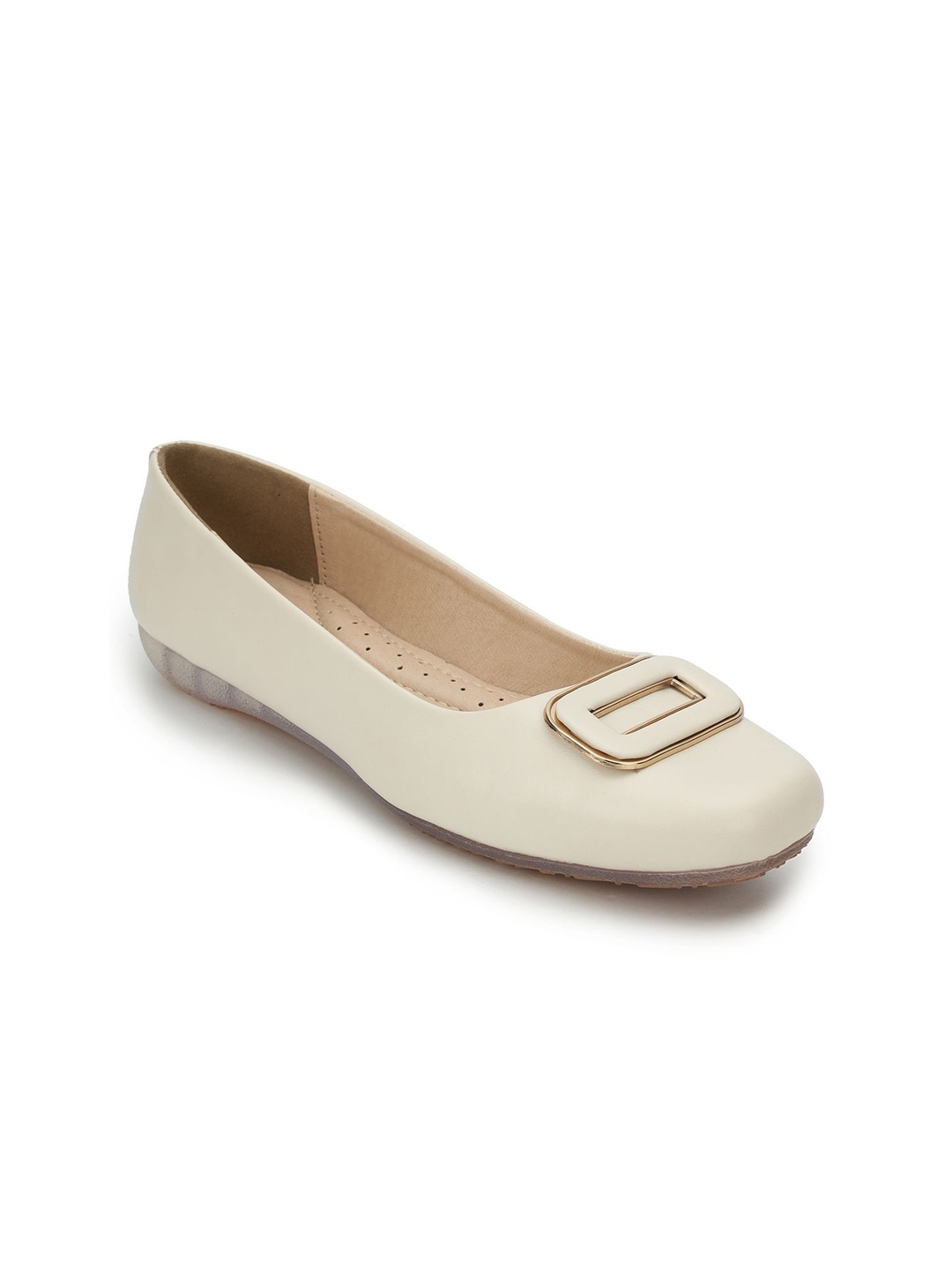 

Truffle Collection Women Ballerinas with Laser Cuts Flats, Off white