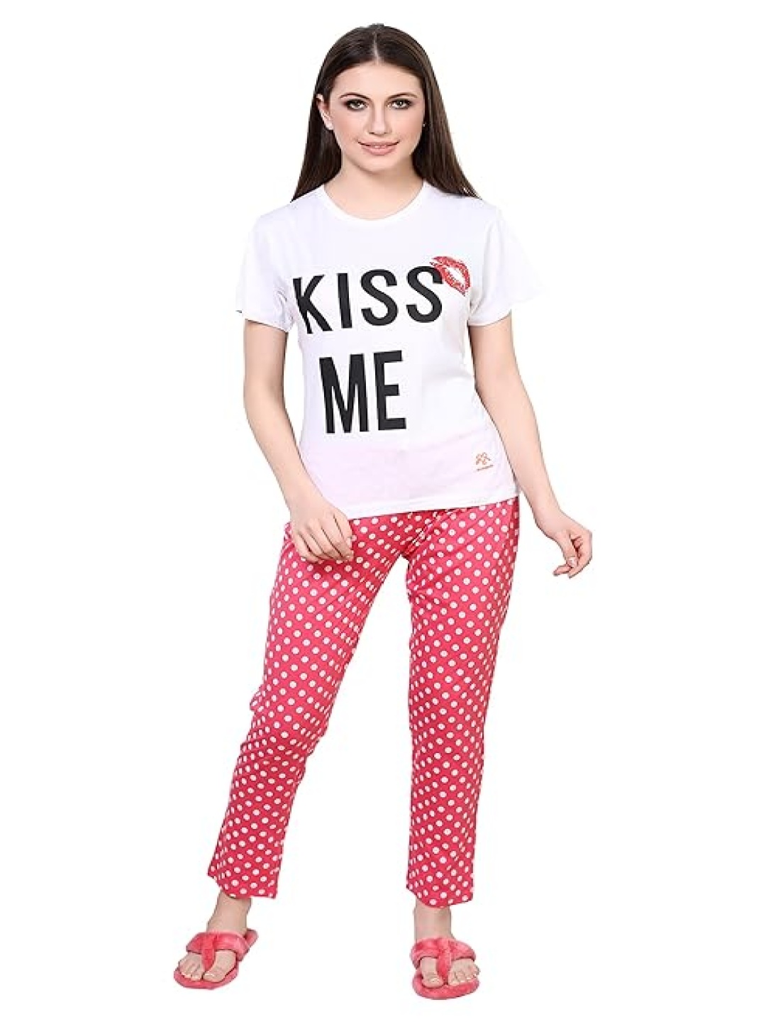 

evolove Women Printed Night suit, Red