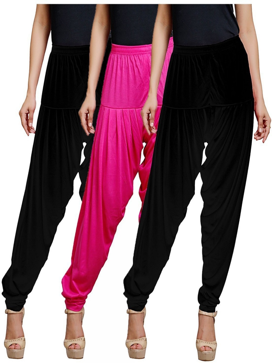 

AFRA GARMENTS Women Pack Of 3 Loose Fit Mid Rise Patiala, Pink
