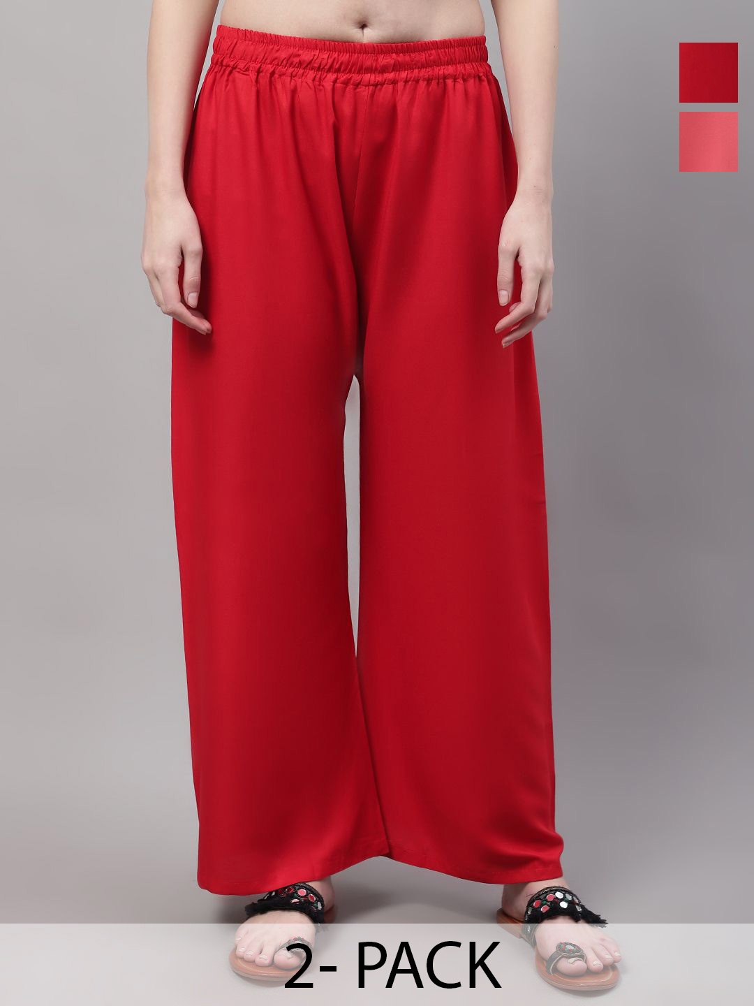 

Valles365 by S.C. Women Pack of 2 Flared Palazzos, Red