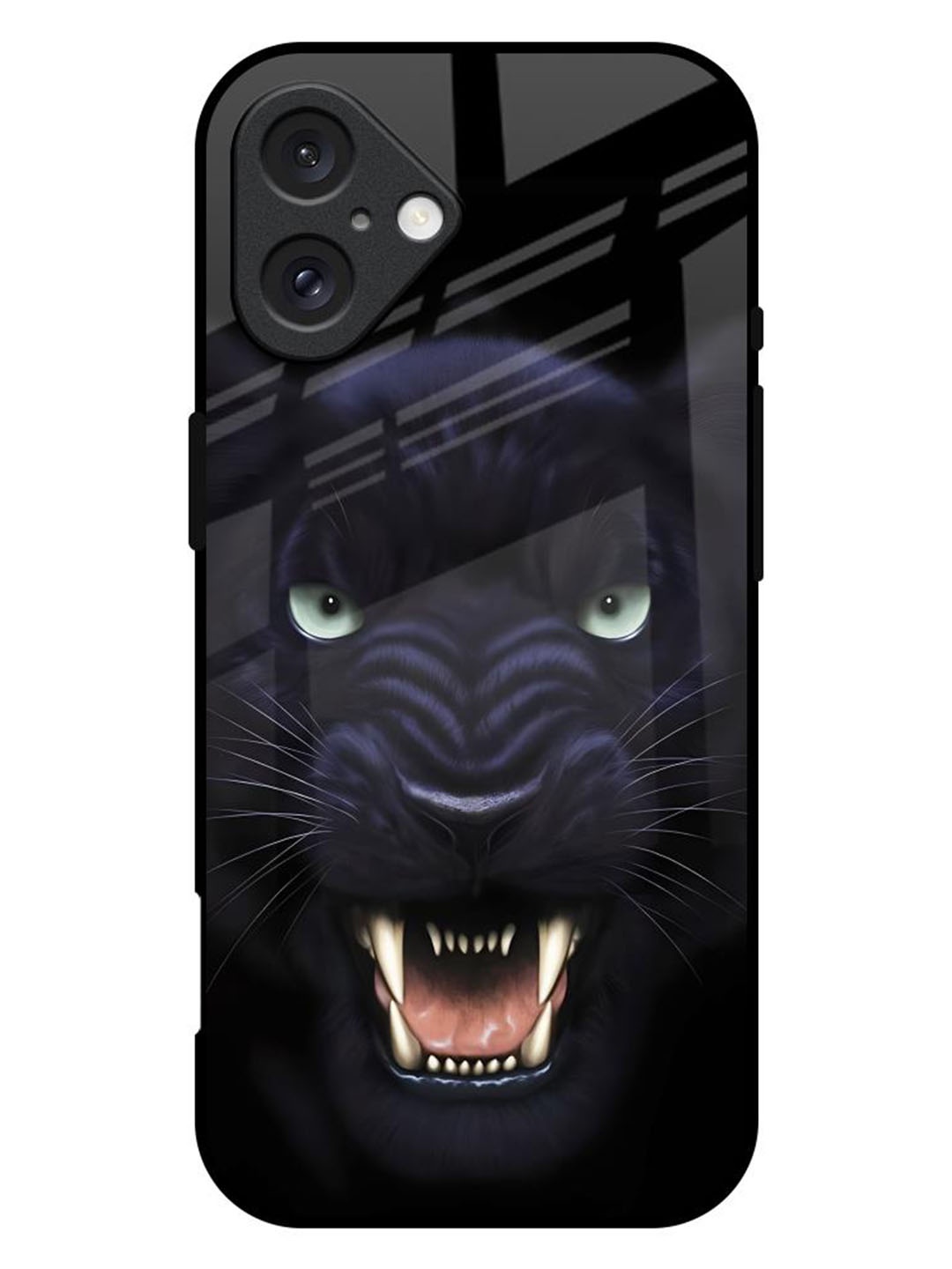 

QRIOH Angry Black Leopard Printed iPhone 16 Plus Back Case