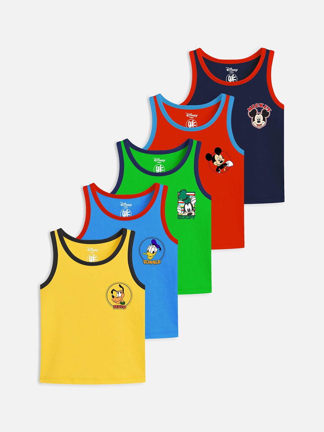 

Disney By Miss and Chief Boys Pack Of 5 Mickey & Friends Printed Innerwear Vests, Navy blue