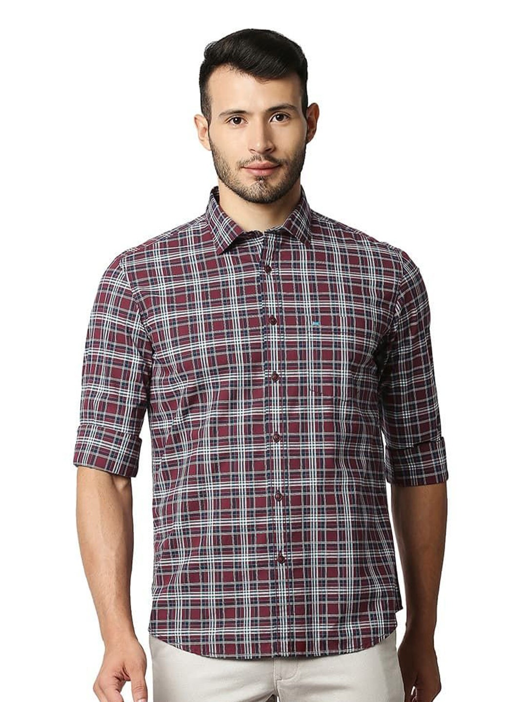 

Basics Men Relaxed Tartan Checks Opaque Checked Casual Shirt, Maroon