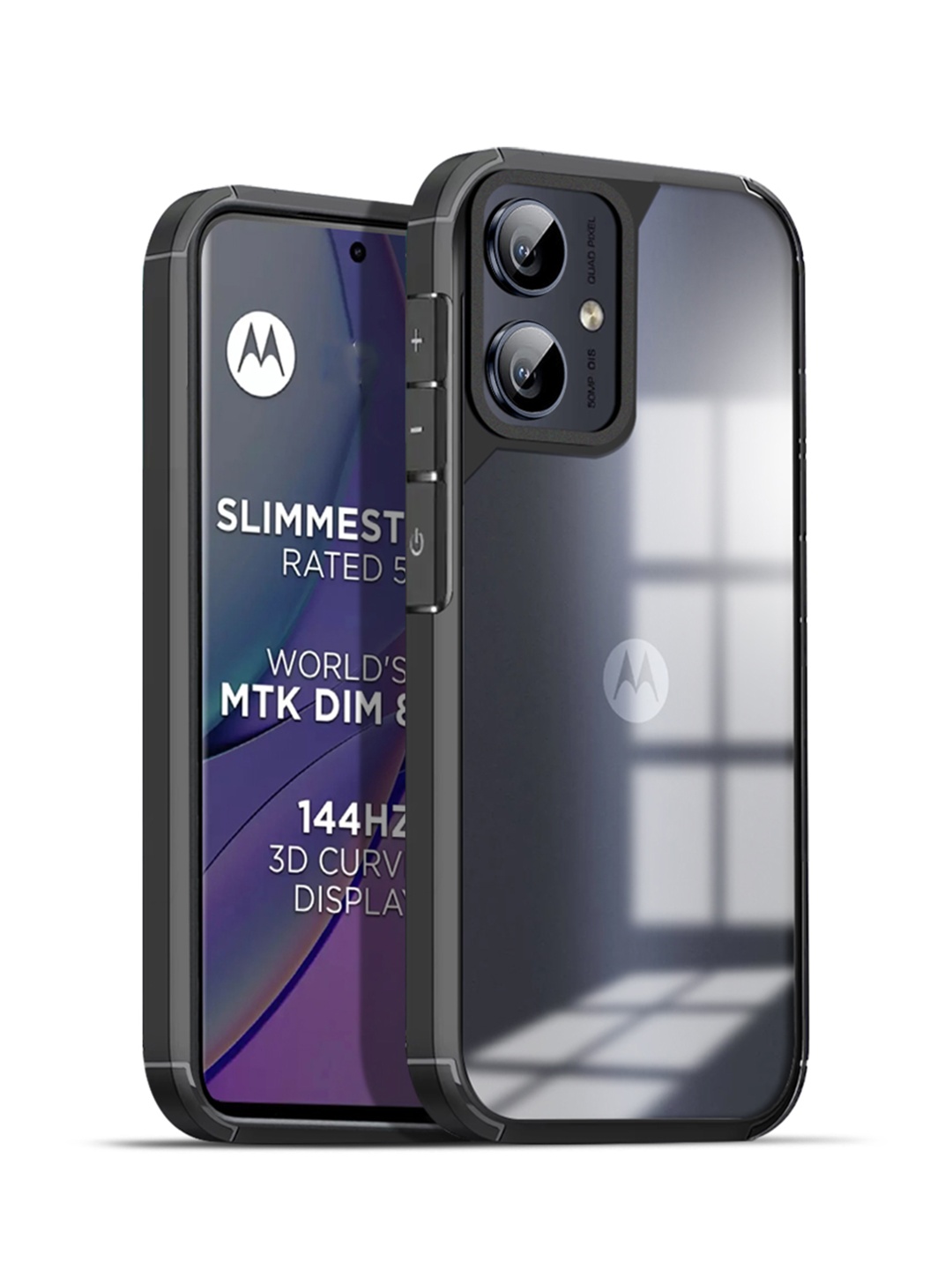 

Karwan Solid Moto G84 Shockproof Bumper Back Case, Black