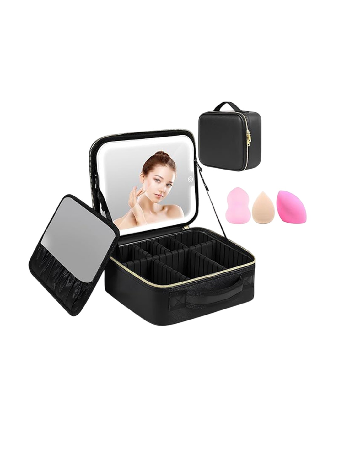 

Makeup By Siti Organizer Makeup Bag With LED Mirror & Lighting, Black