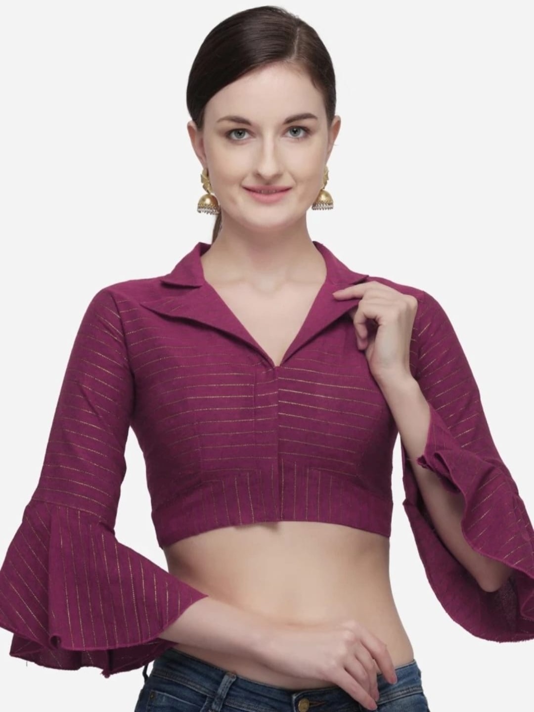 

HERE&NOW Women Umbrella Sleeve Saree Blouse, Pink