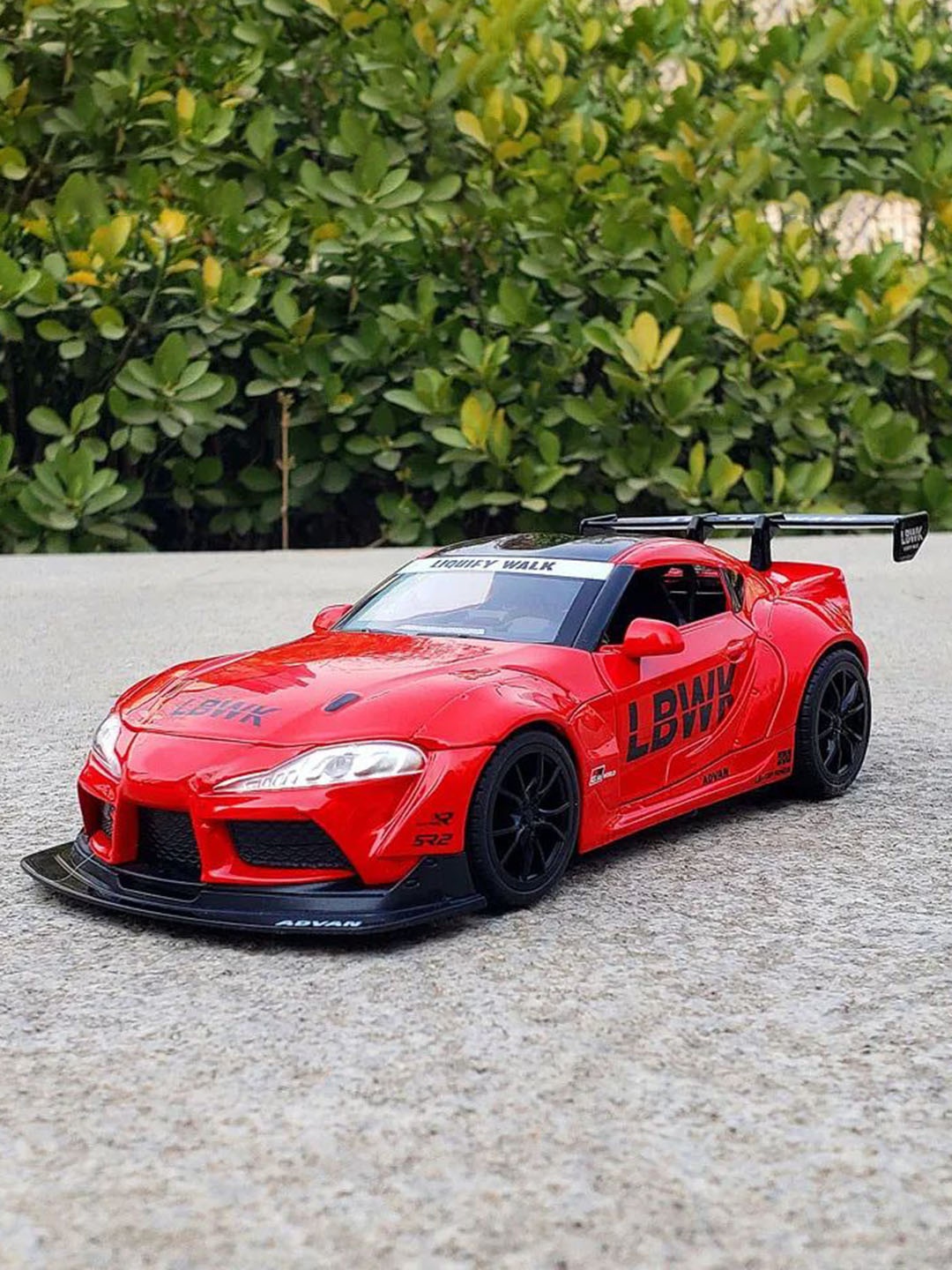 

UKAXA Kids 1:24 Die Cast Metal Model Toyota Supra Pullback Openable Door Toy Car, Red