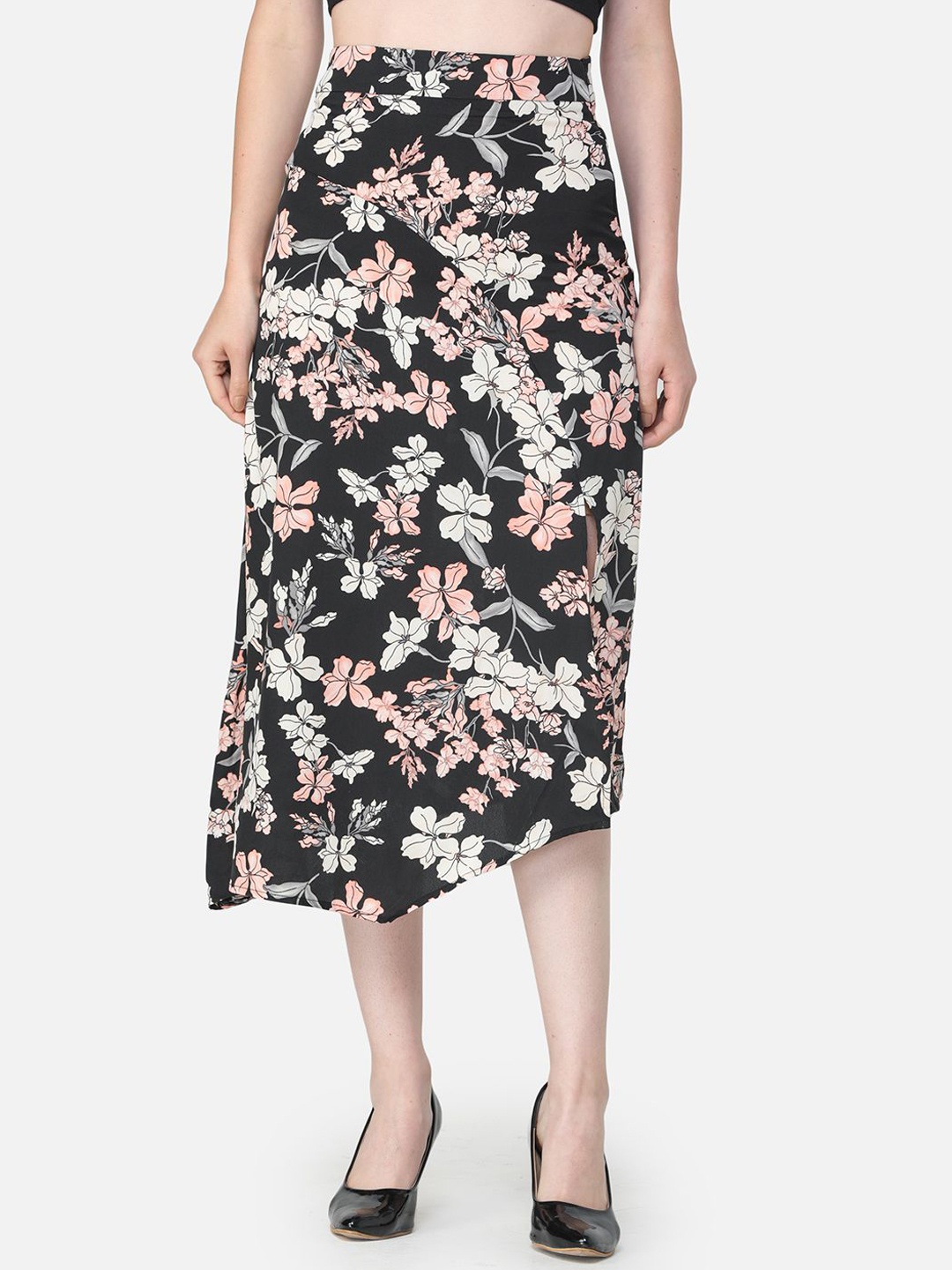 

Moda Rapido Women Printed A-Line Midi Skirt, Black