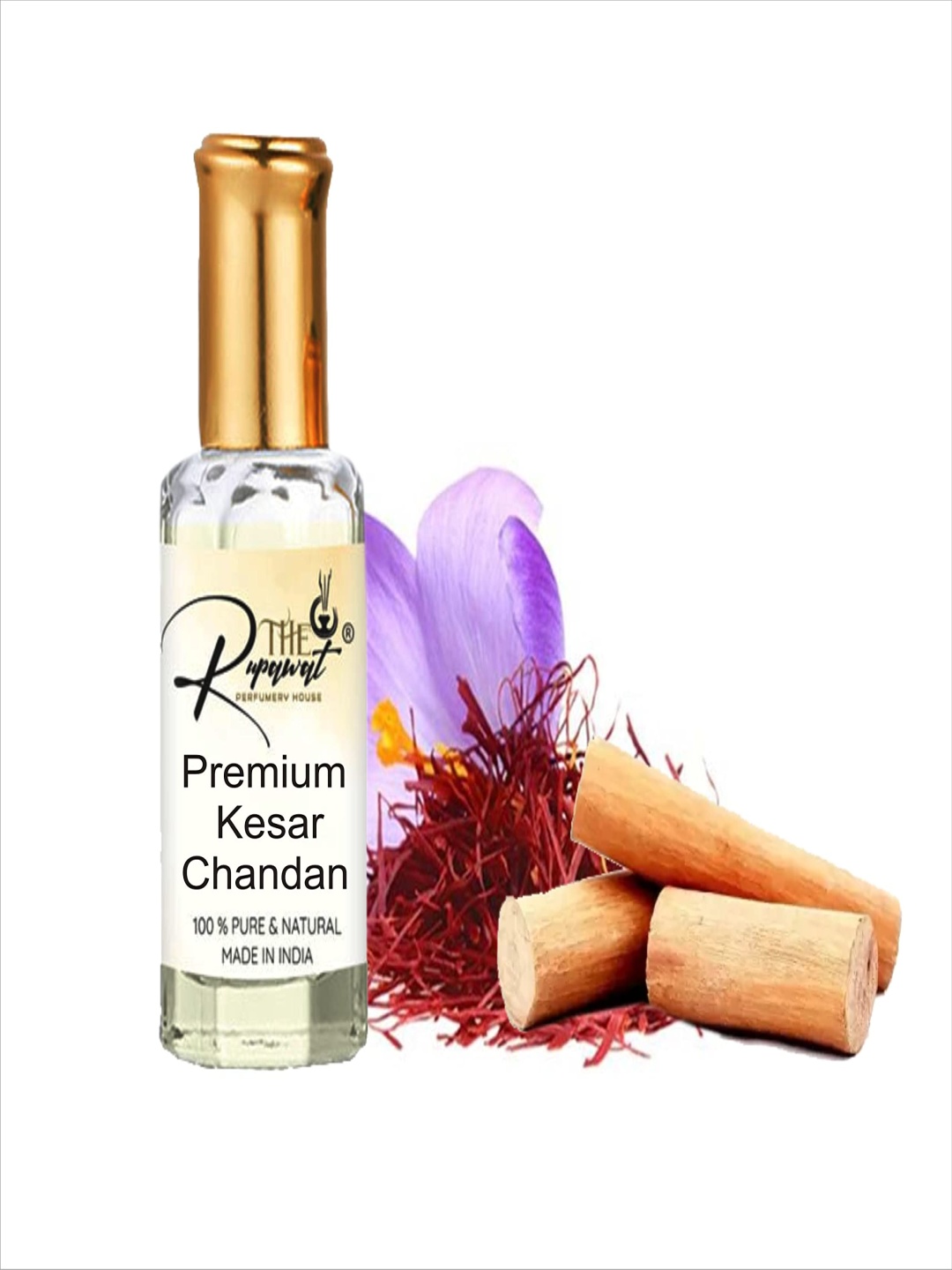 

THE RUPAWAT Perfumery House Premium Kesar Chandan Natural & Alcohol Free Attar - 12 ml, Transparent