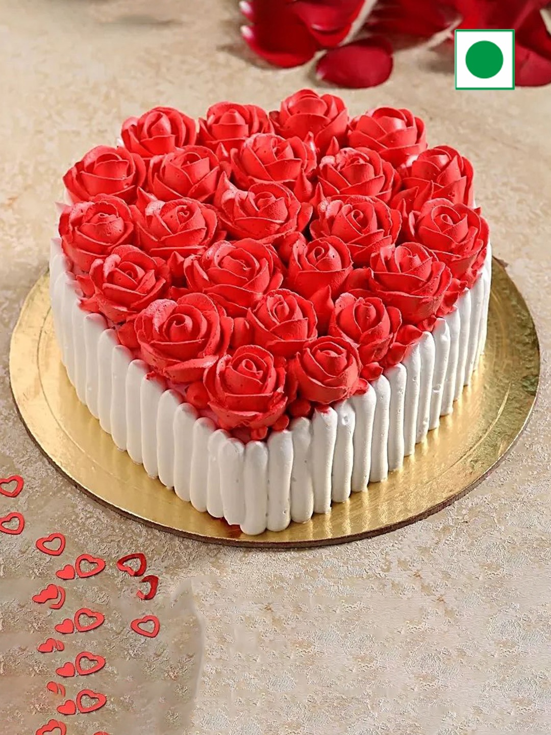 

fnp Pretty Roses Black Forest Flavor Eggless Heart Shape Cake - 500g, Red